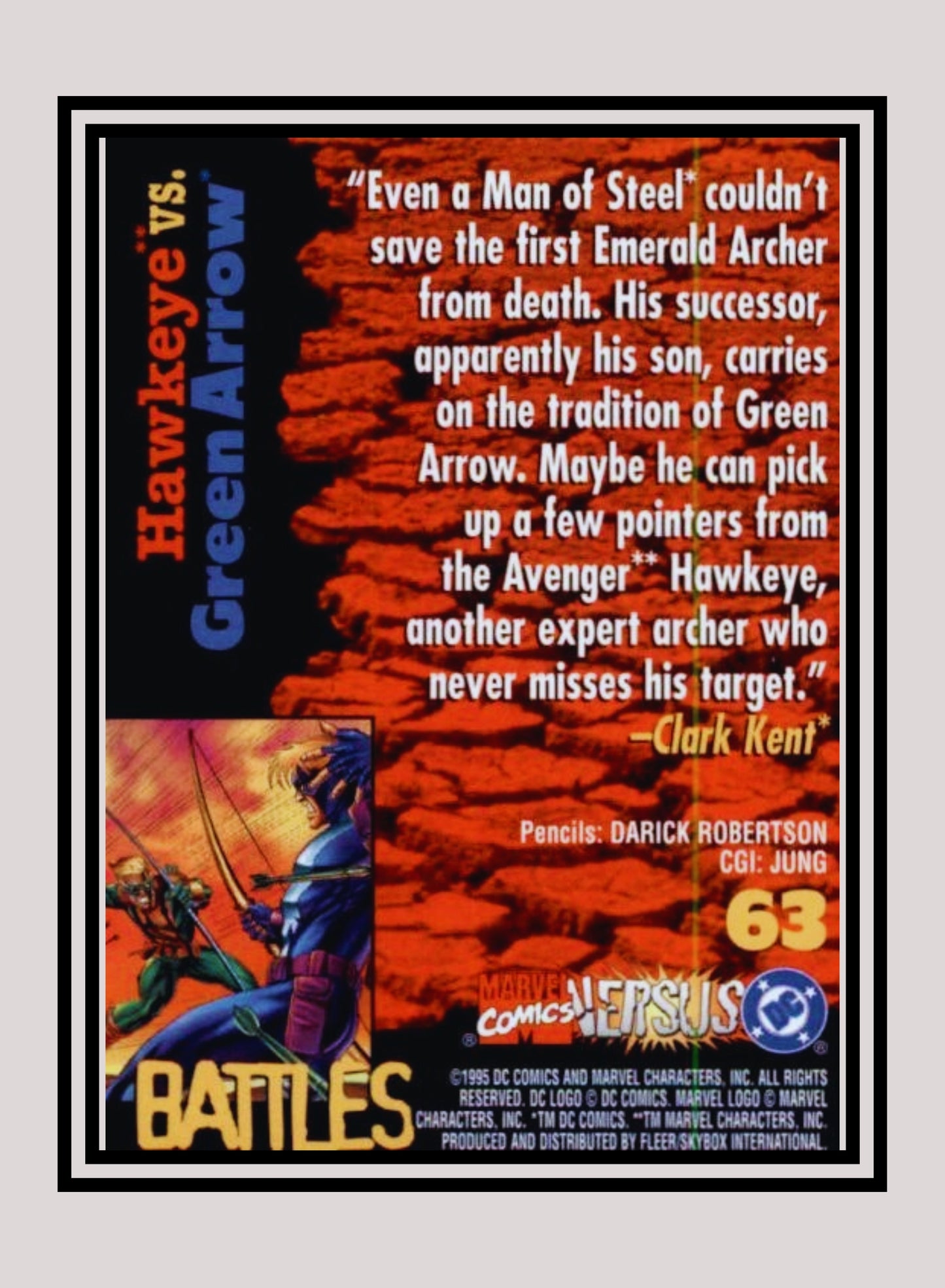 Marvel! 1x Hawkeye vs. Green Arrow - Base (#063 - 1995 Fleer DC vs. Marvel Comics)