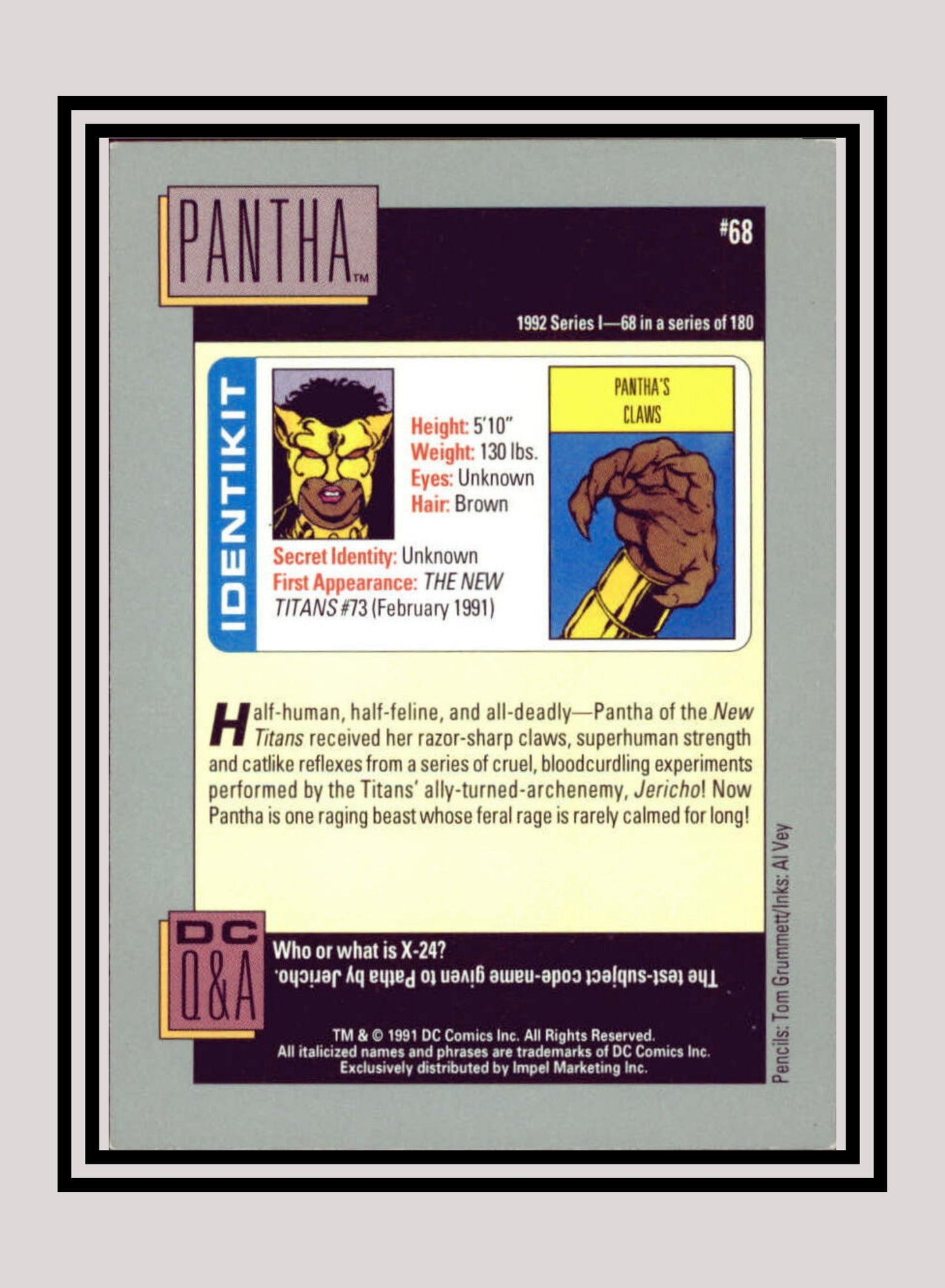 DC! 1x Pantha - Base (#068 - 1991 Impel DC Cosmic Cards)