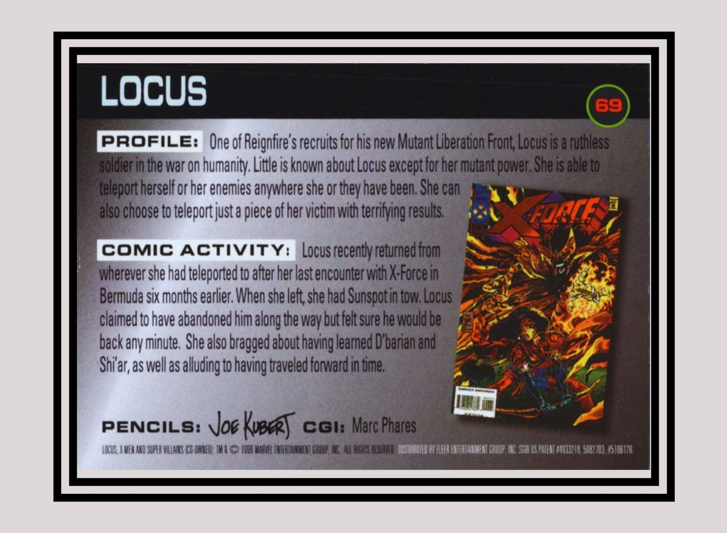 Marvel! 1x Locus - Base (#069 - 1996 Fleer X Men)