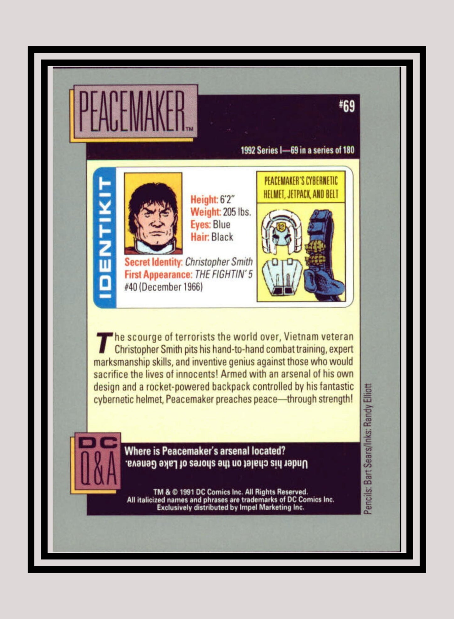 DC! 1x Peacemaker - Base (#069 - 1991 Impel DC Cosmic Cards)