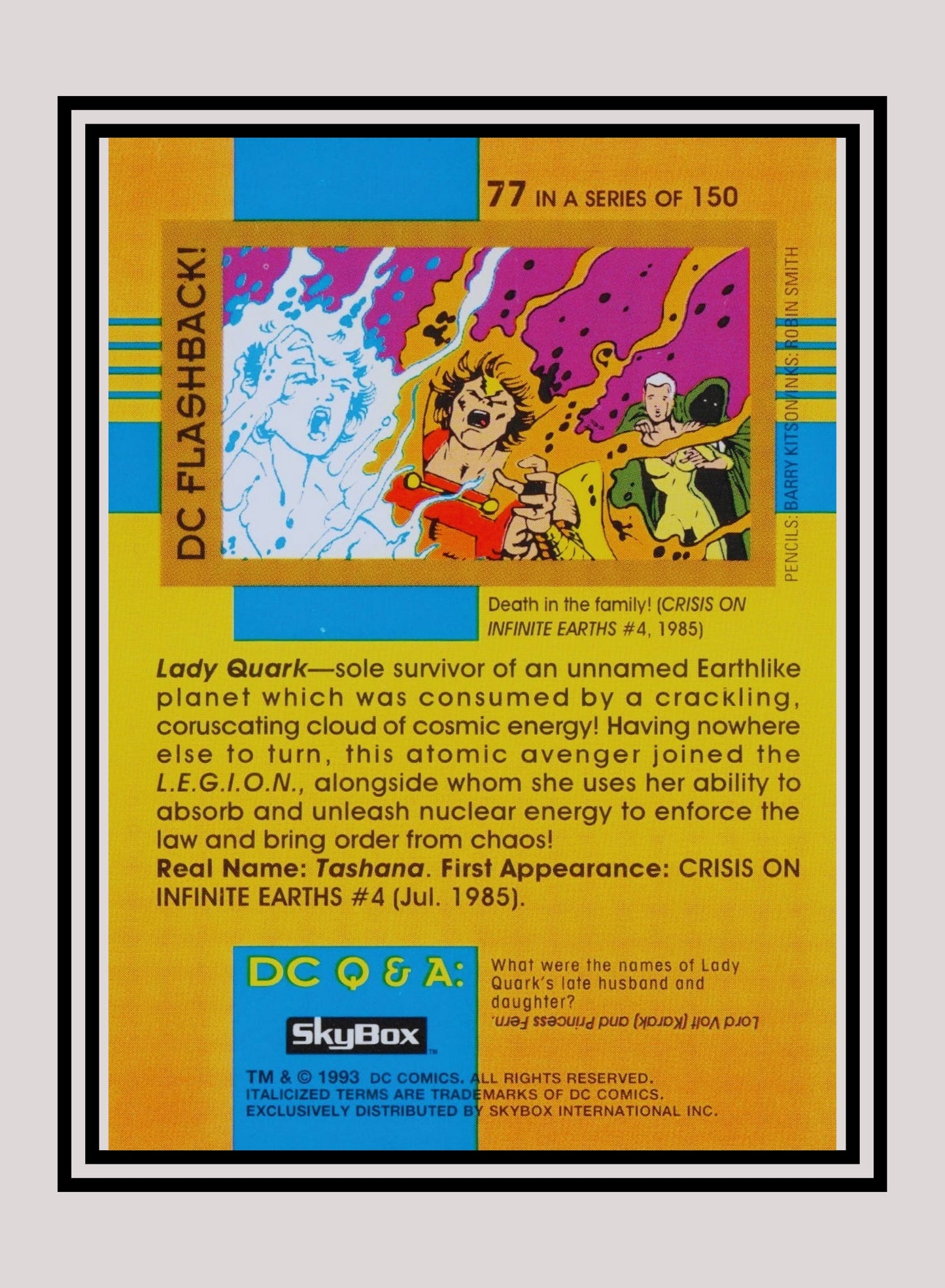 DC! 1x Lady Quark - Base (#077 - 1993 Skybox DC Cosmic Teams)