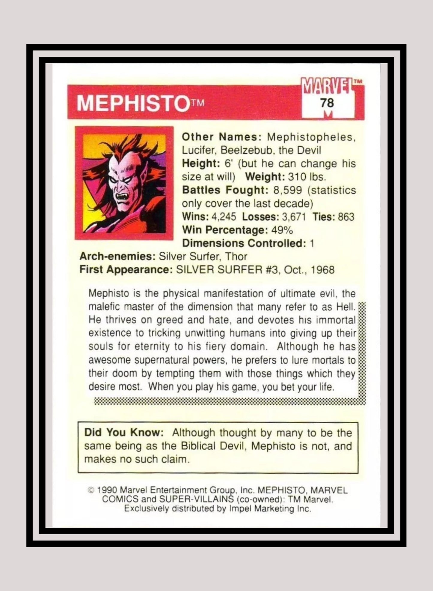 Marvel! 1x Mephisto - Base (#078 - 1990 Impel Marvel Universe Series I)