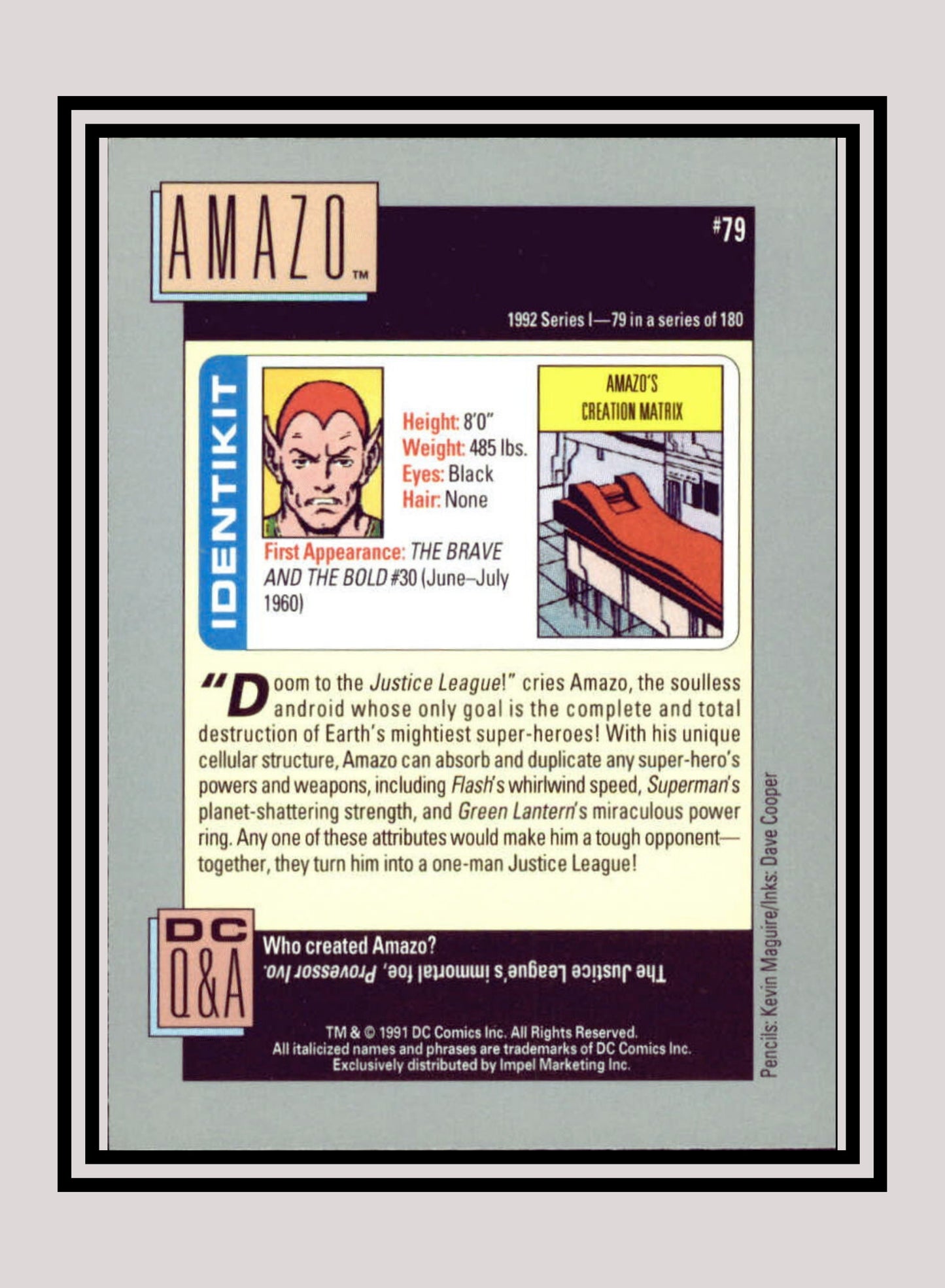 DC! 1x Amazo - Base (#079 - 1991 Impel DC Cosmic Cards)