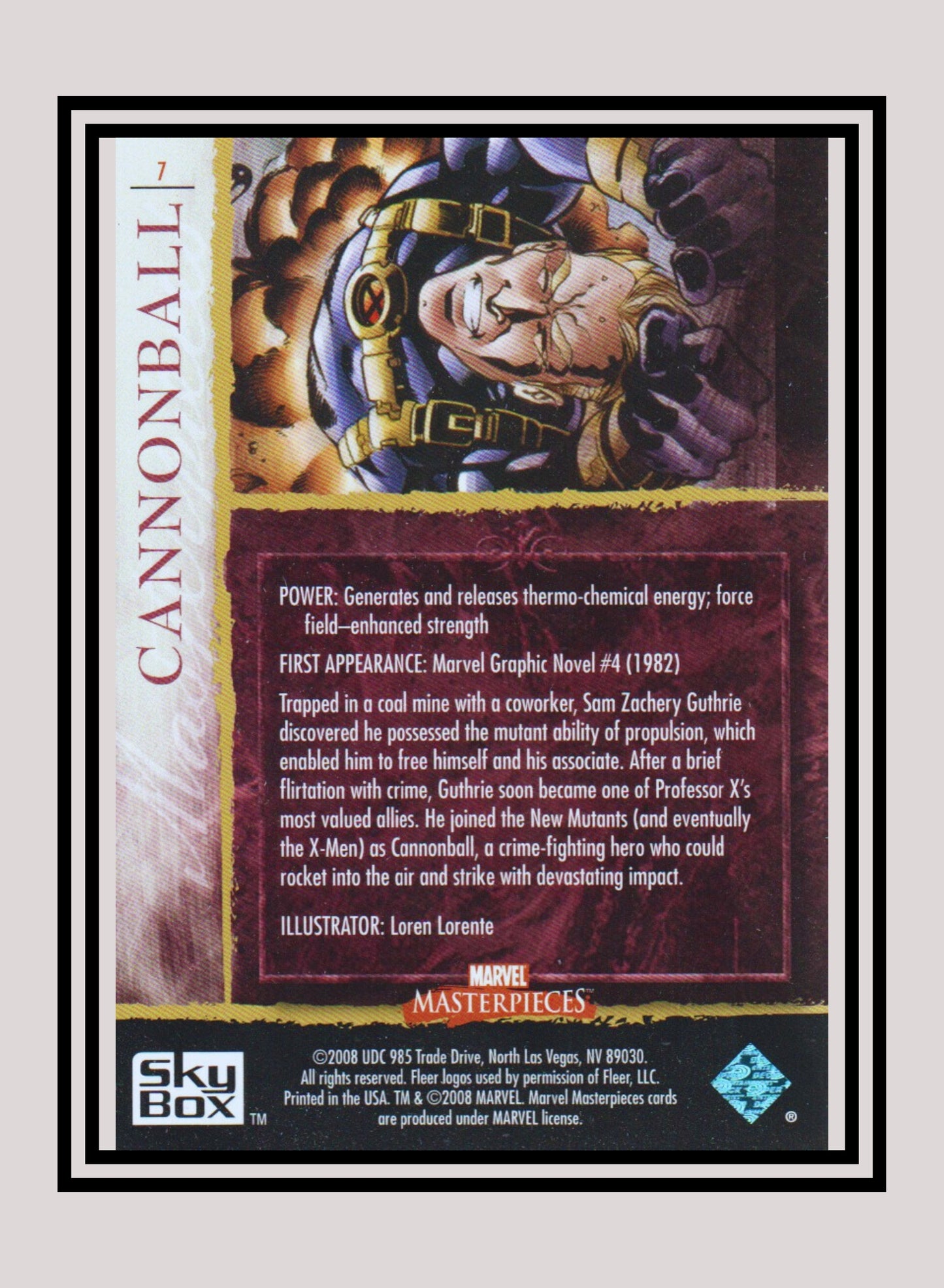 Marvel! 1x Cannonball - Base (#07 - 2008 Upper Deck Marvel Masterpieces Series 2)