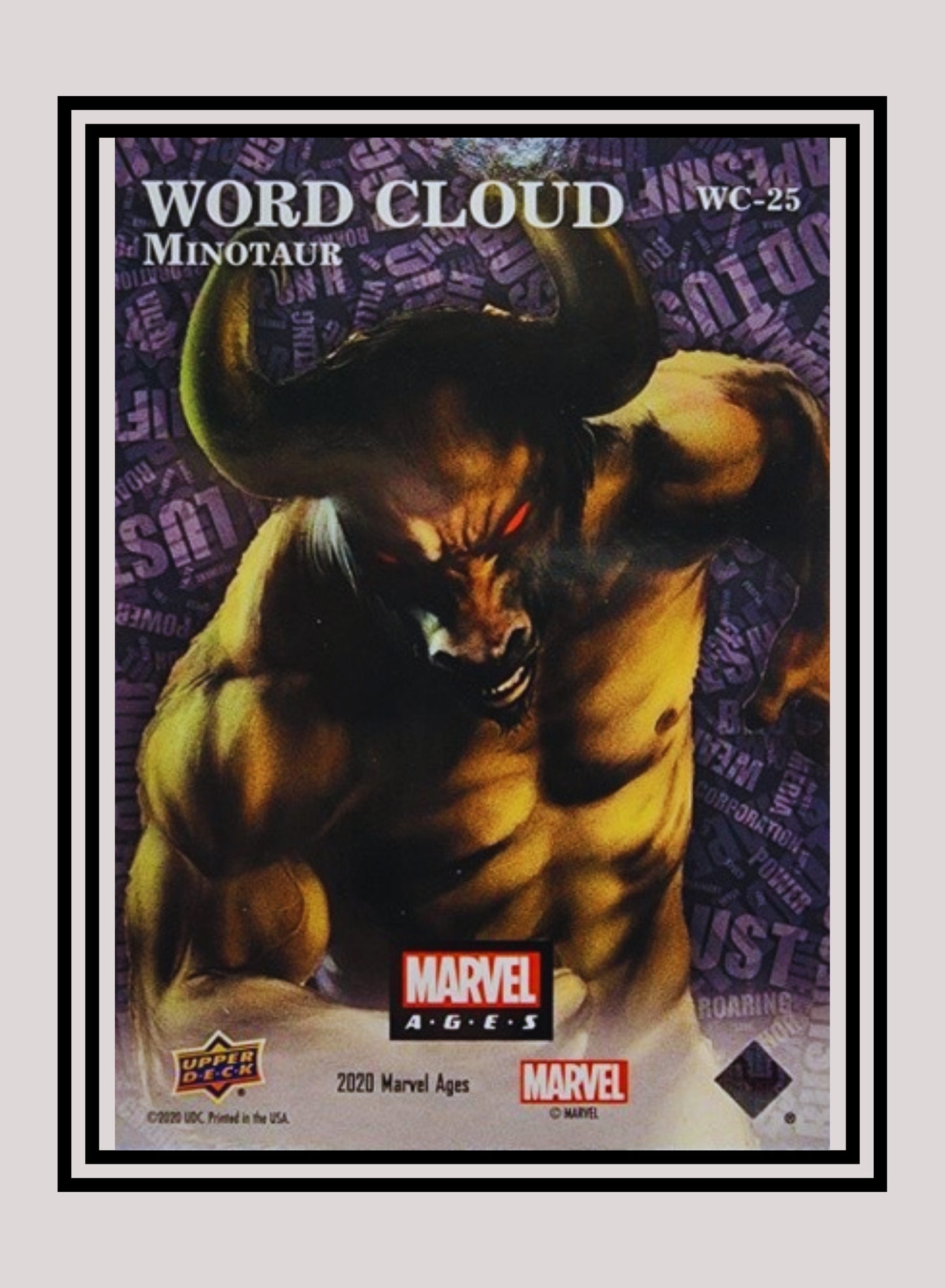 Marvel! 1x Minotaur - Prism Refractor Word Cloud (WC-25 - 2020 Upper Deck Marvel Ages)