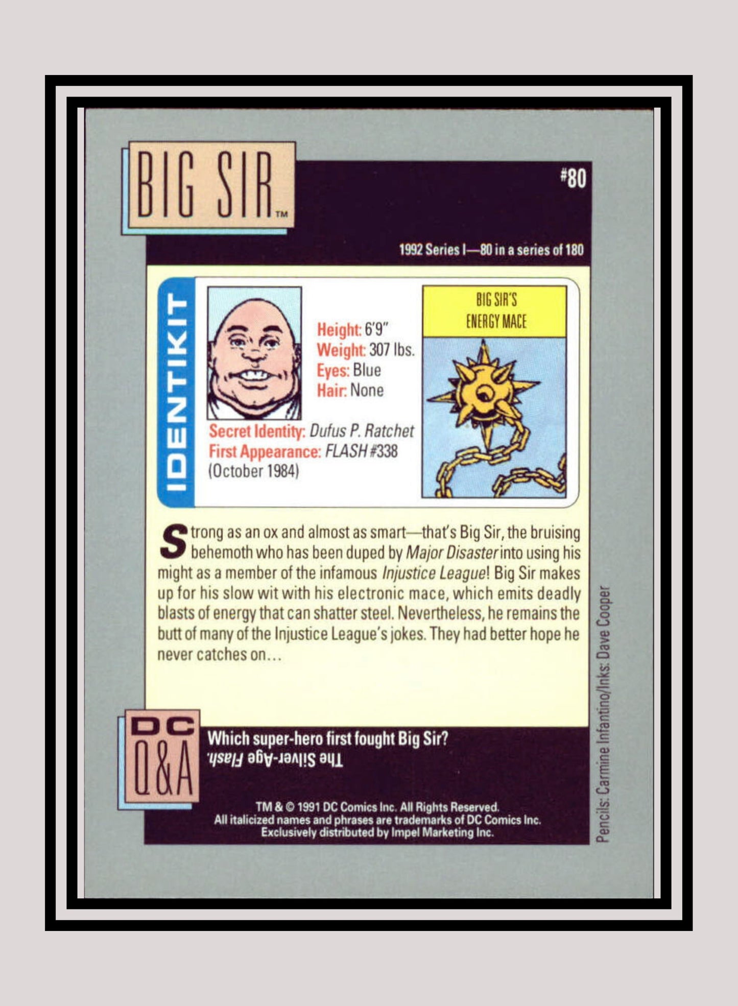 DC! 1x Big Sir - Base (#080 - 1991 Impel DC Cosmic Cards)