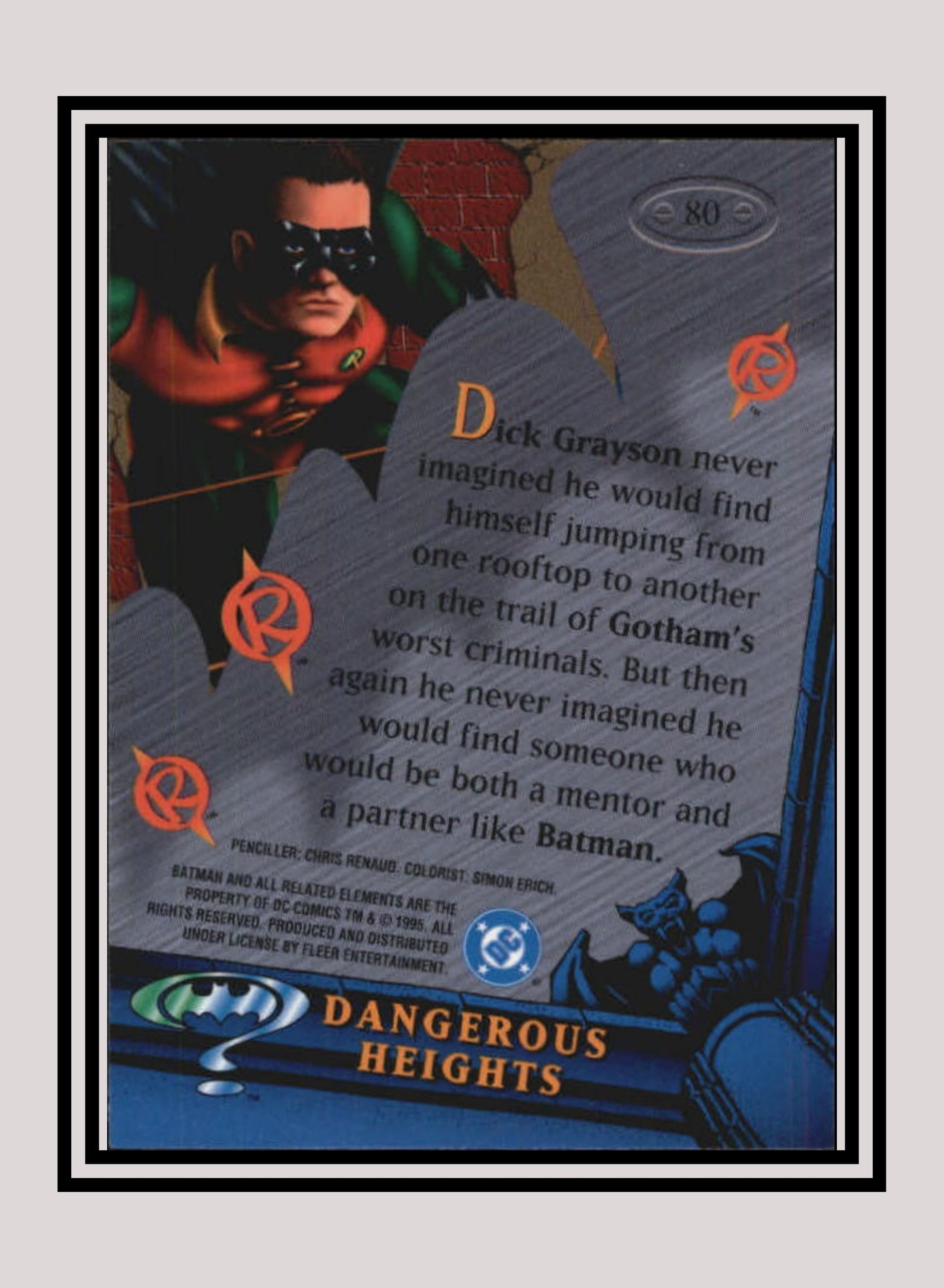 DC! 1x Dangerous Heights - Base Metal (#080 - 1995 Fleer Batman Forever Metal)