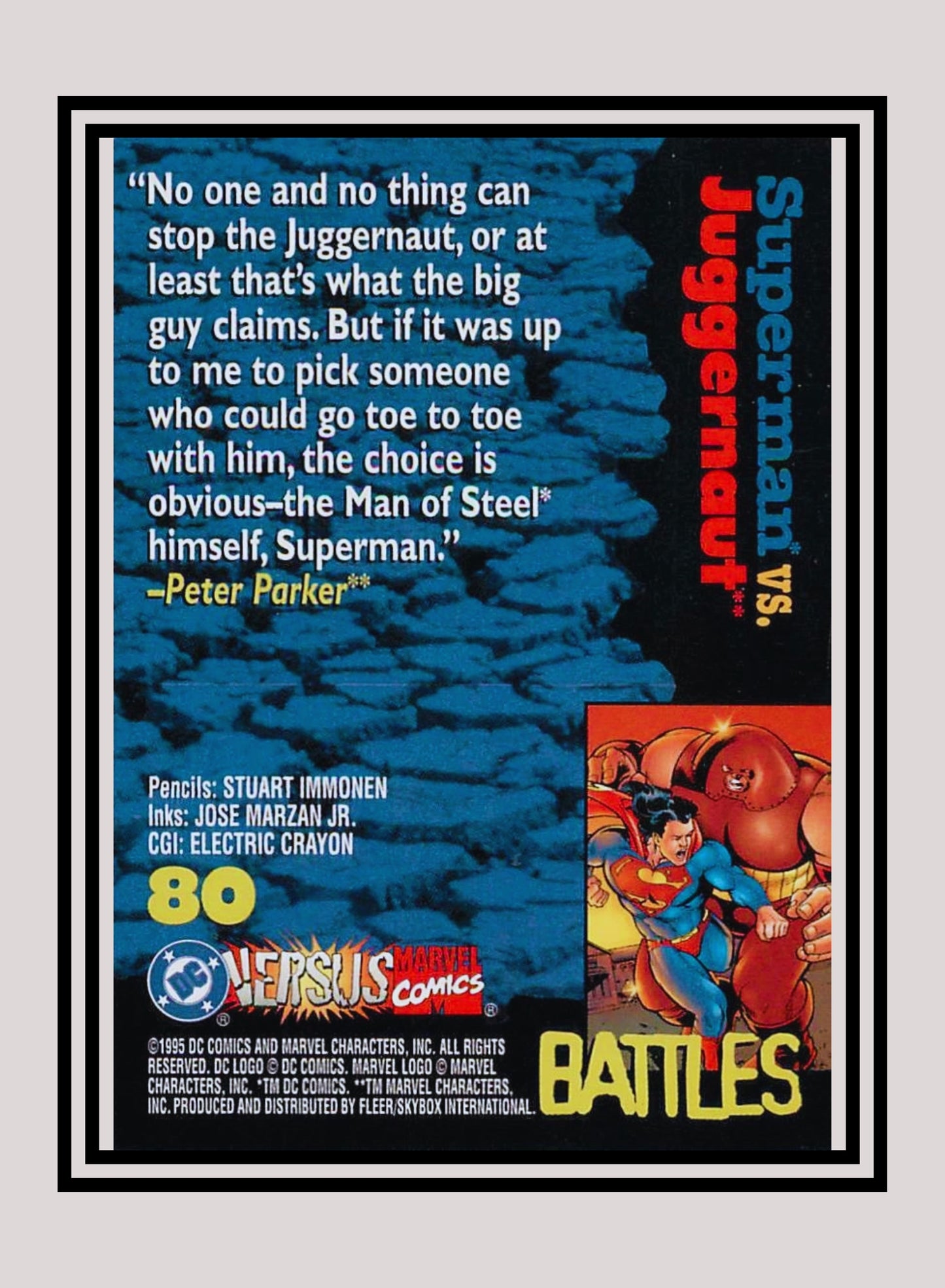 Marvel! 1x Superman vs. Juggernaut - Base (#080 - 1995 Fleer DC vs. Marvel Comics)