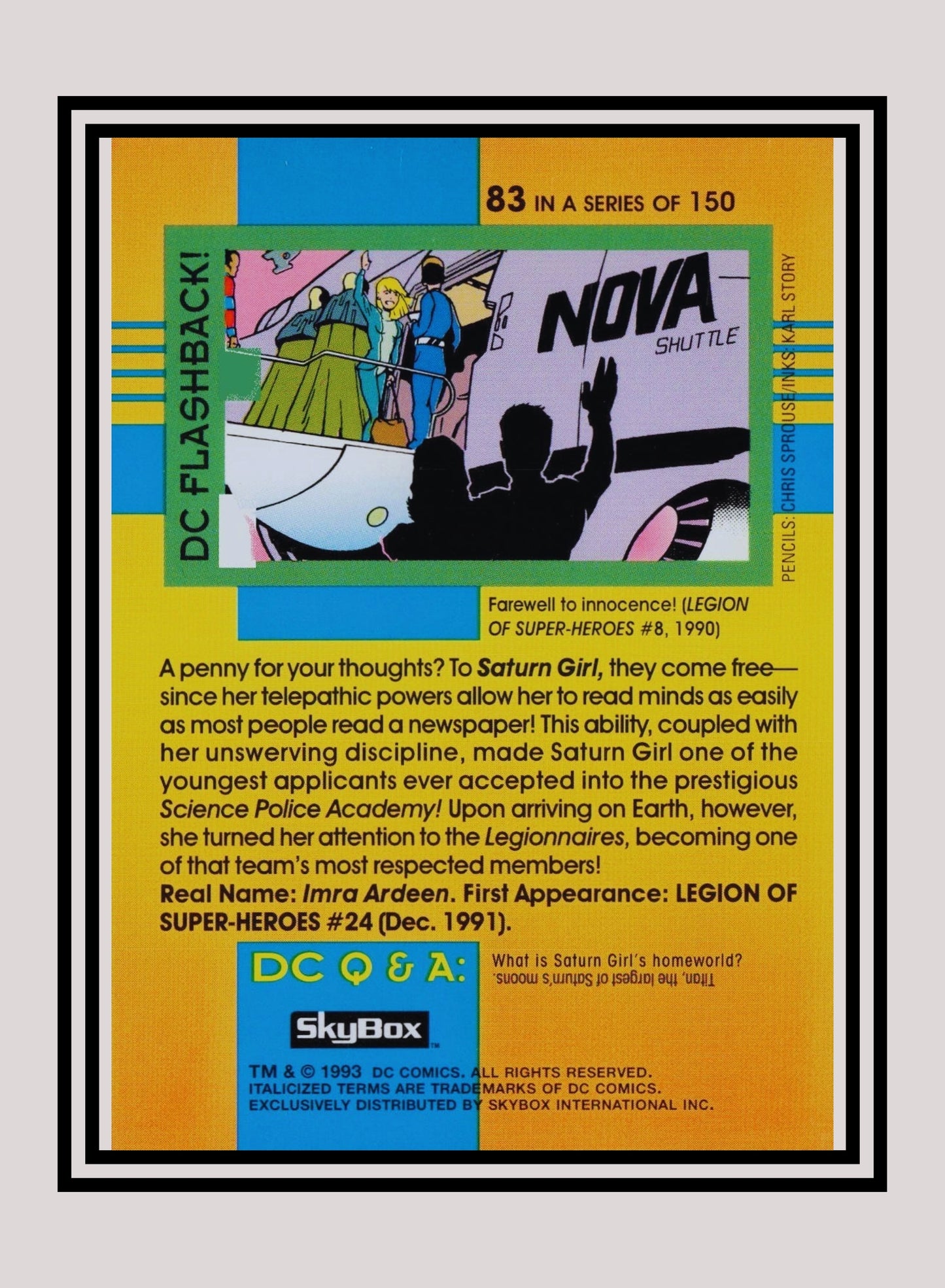 DC! 1x Saturn Girl - Base (#083 - 1993 Skybox DC Cosmic Teams)