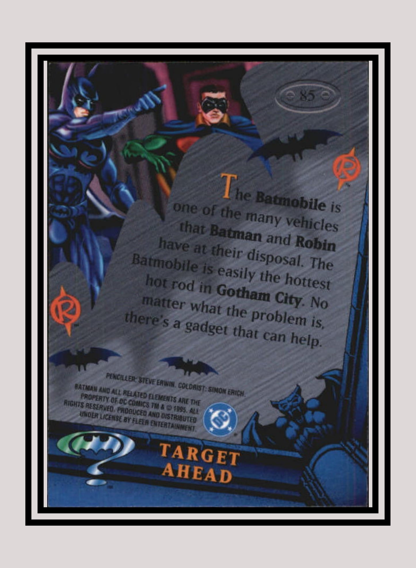 DC! 1x Target Ahead - Base Metal (#085 - 1995 Fleer Batman Forever Metal)