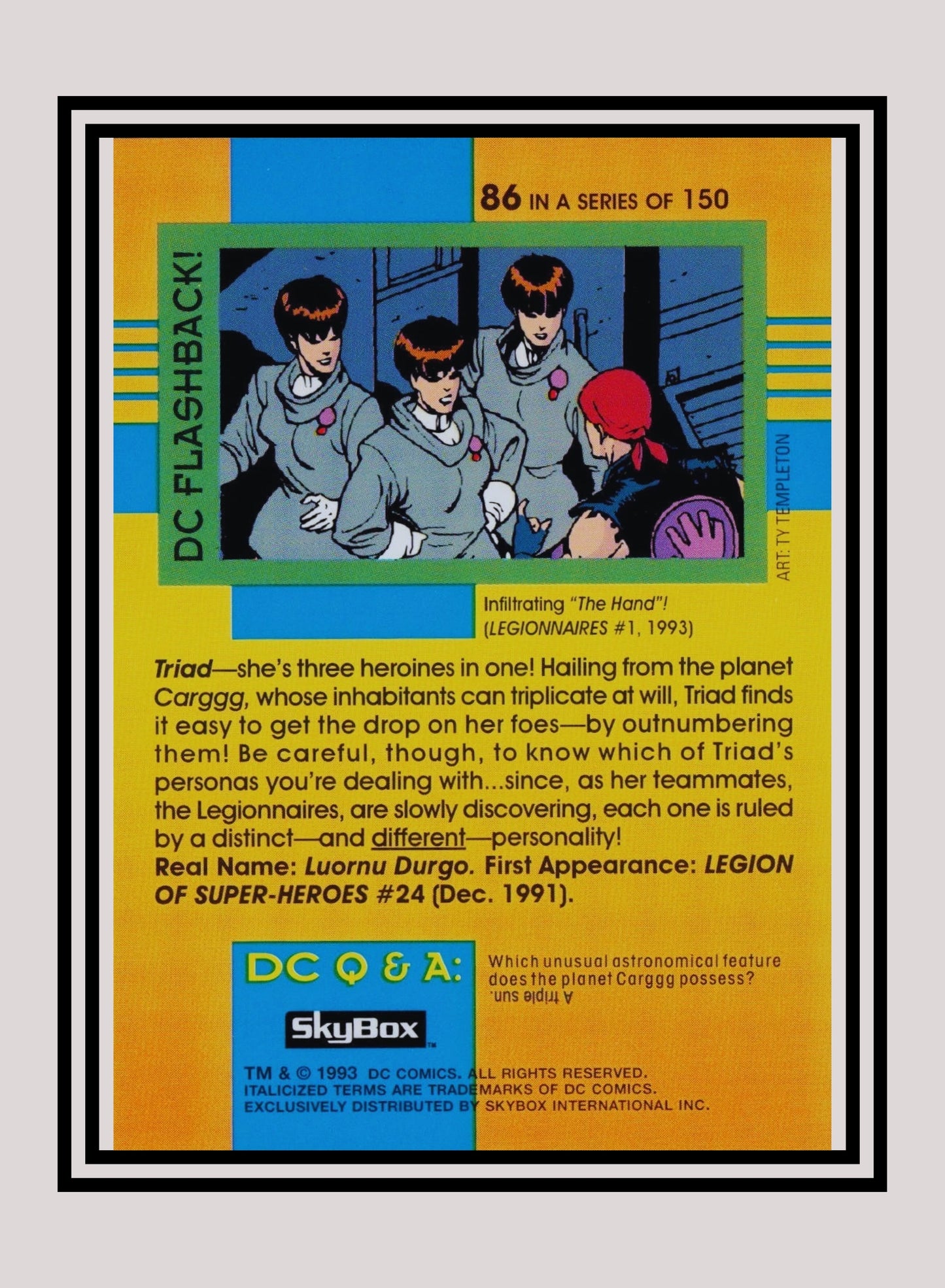 DC! 1x Triad - Base (#086 - 1993 Skybox DC Cosmic Teams)