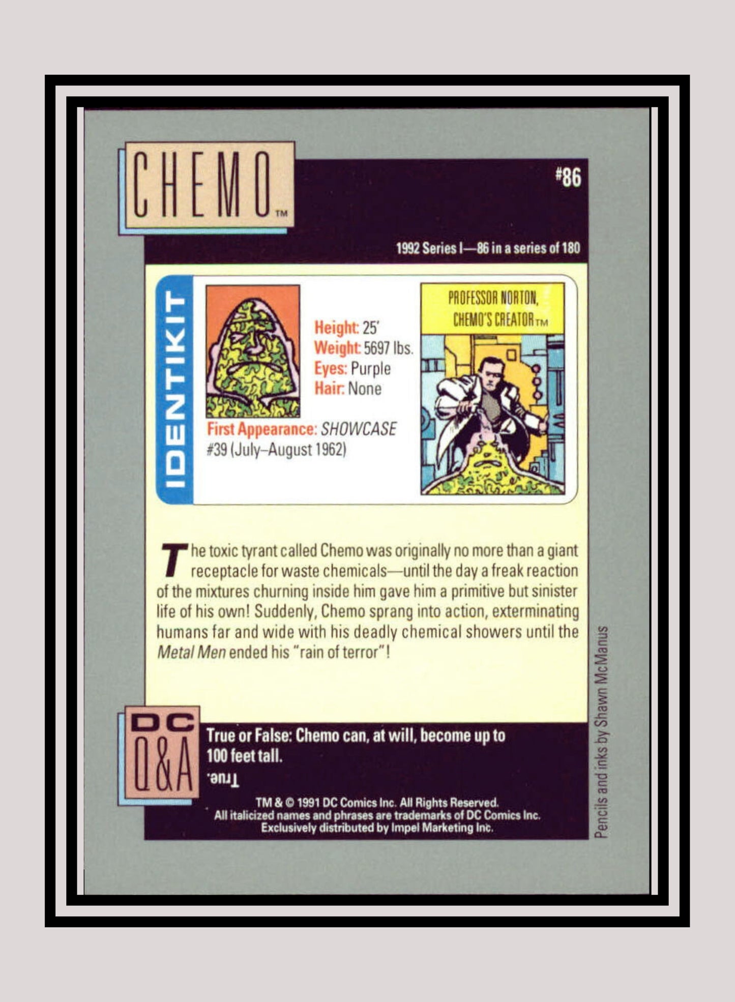 DC! 1x Chemo - Base (#086 - 1991 Impel DC Cosmic Cards)