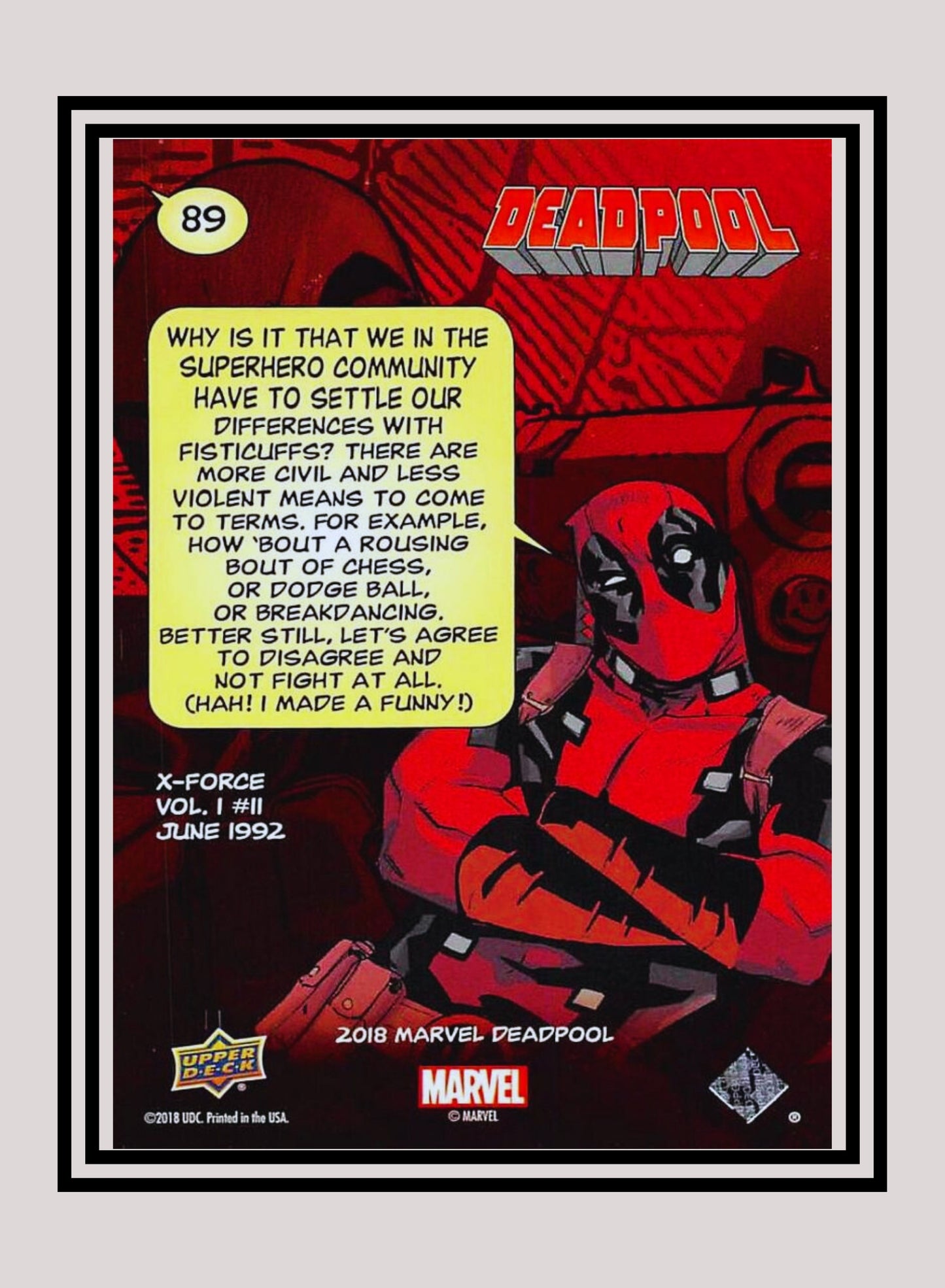 Marvel! 1x We Ain't Equals - Base (#089 - 2019 Upper Deck Deadpool)
