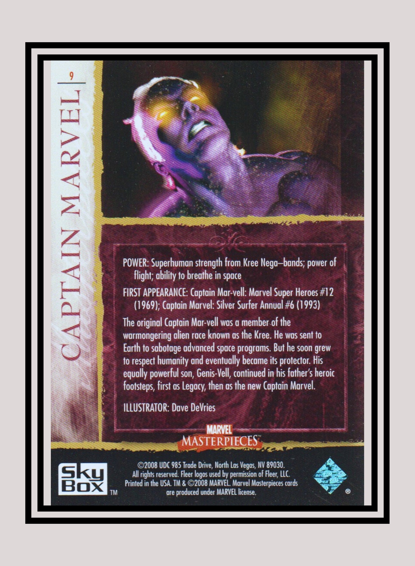 Marvel! 1x Captain Marvel - Base (#09 - 2008 Upper Deck Marvel Masterpieces Series 2)