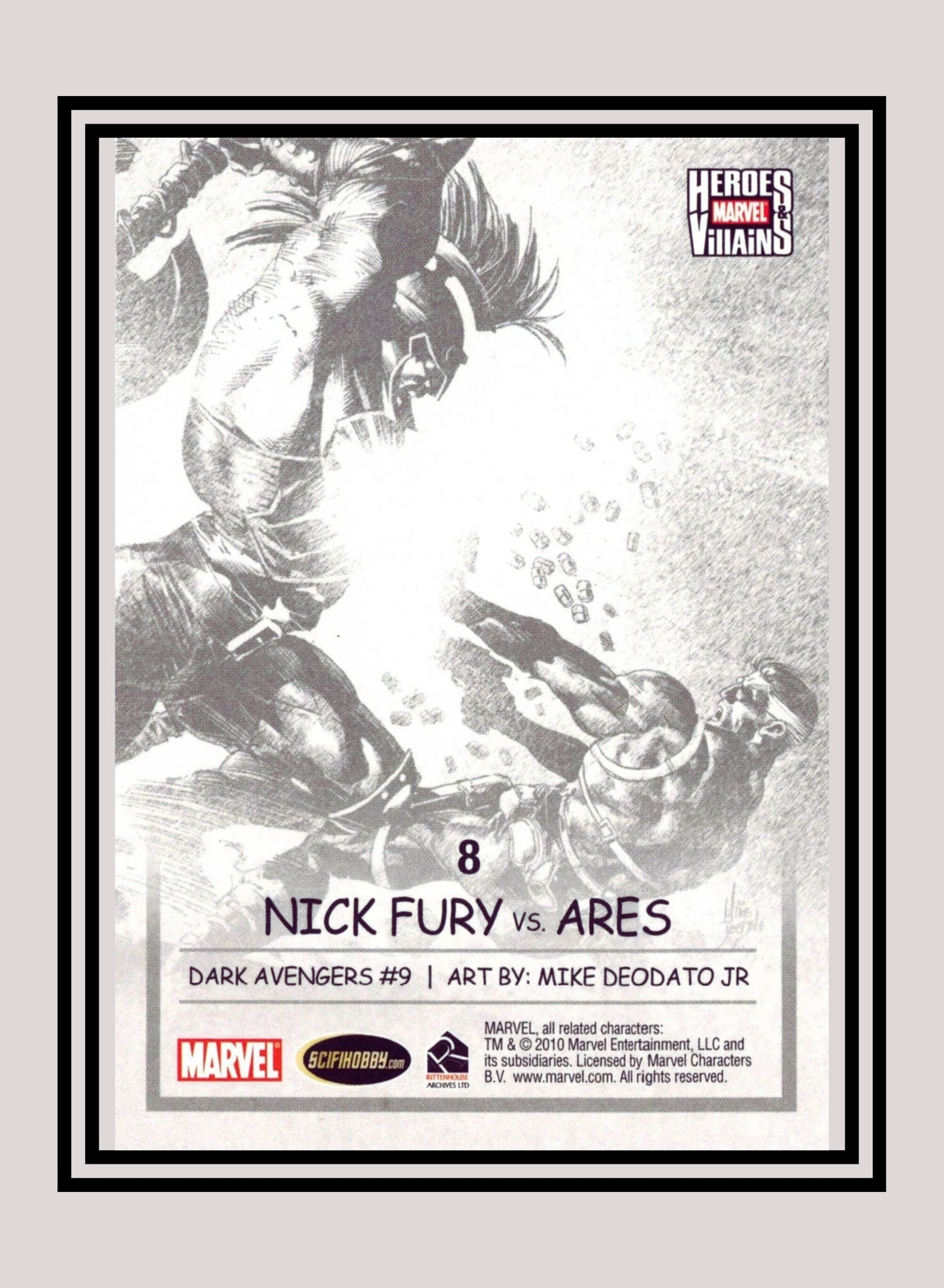 Marvel! 1x Nick Fury vs. Ares - Base (#08 - 2010 Rittenhouse Marvel Heroes & Villains)