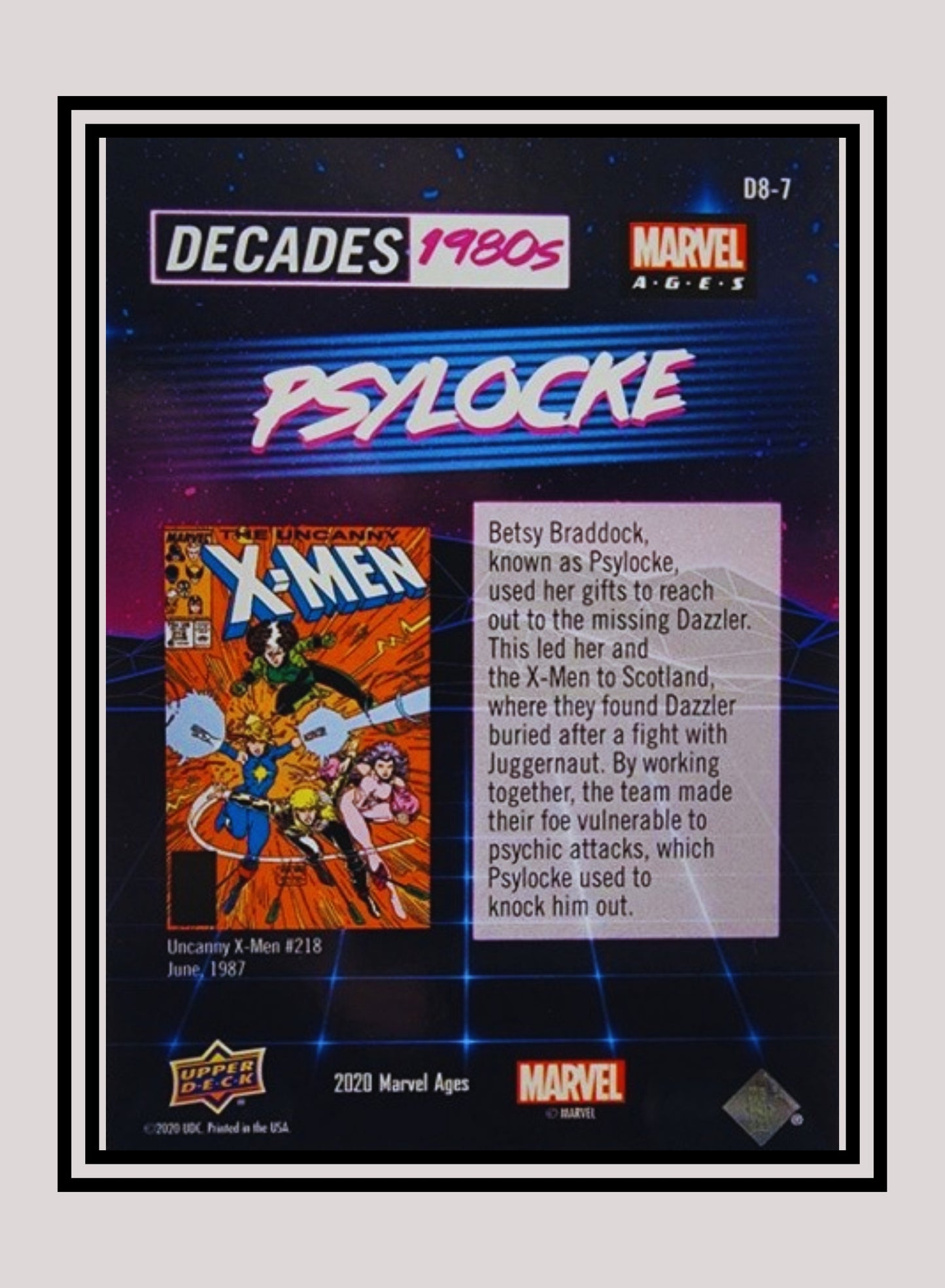 Marvel! 1x Psylocke - Prism Refractor Decades 1980 (D8-7 - 2020 Upper Deck Marvel Ages)