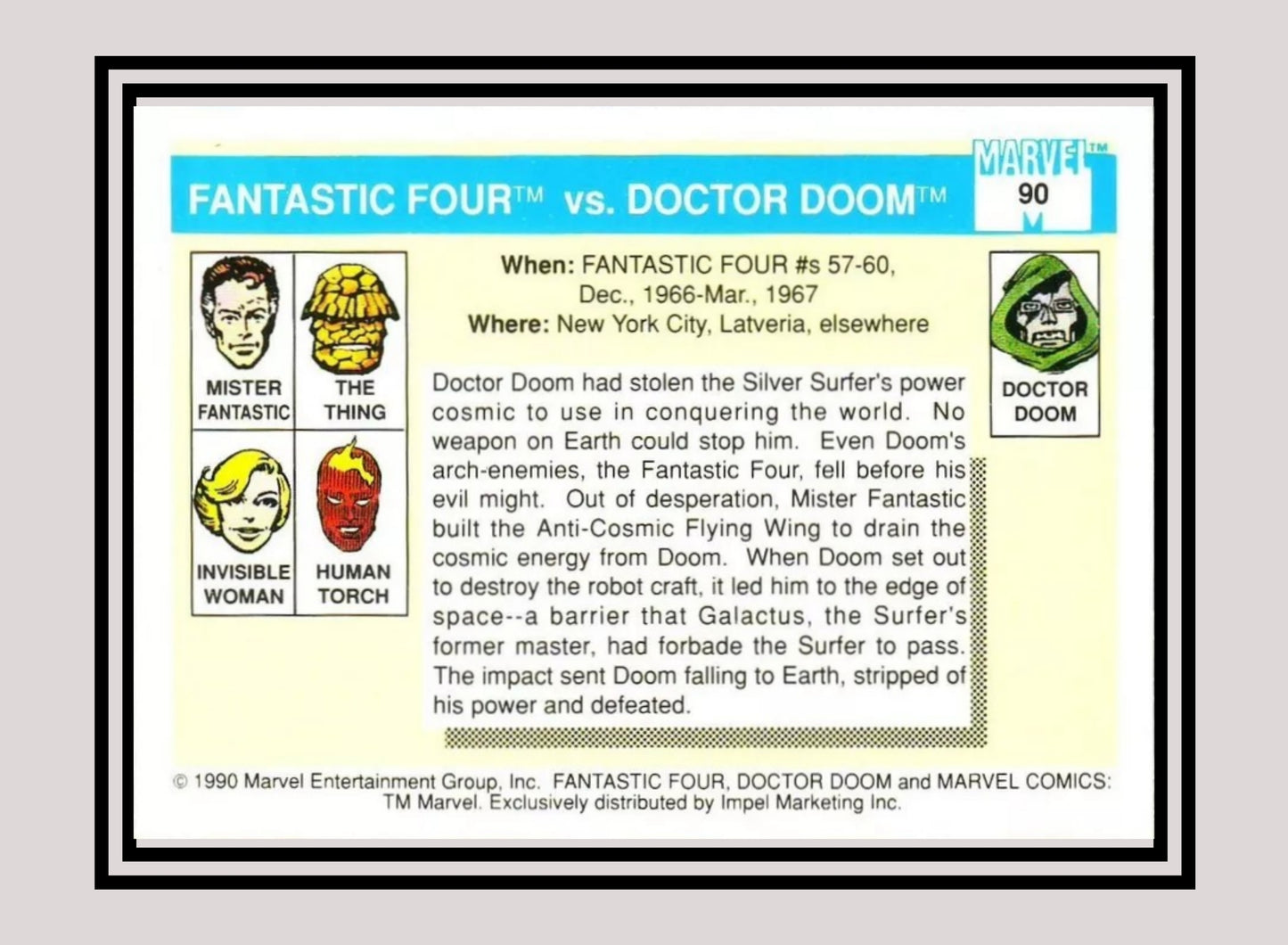 Marvel! 1x Fantastic Four vs. Doctor Doom - Base (#090 - 1990 Impel Marvel Universe Series I)
