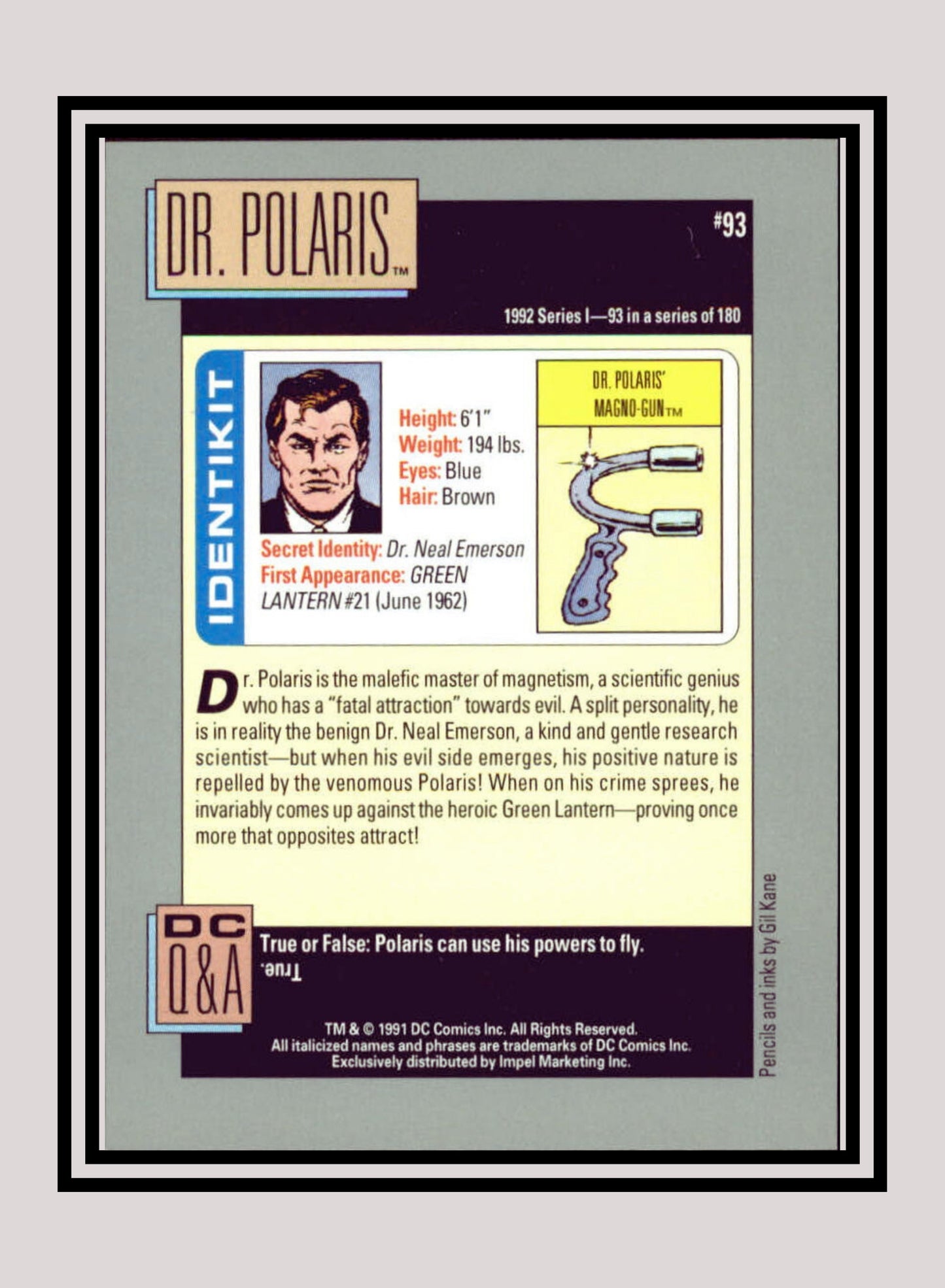 DC! 1x Dr. Polaris - Base (#093 - 1991 Impel DC Cosmic Cards)