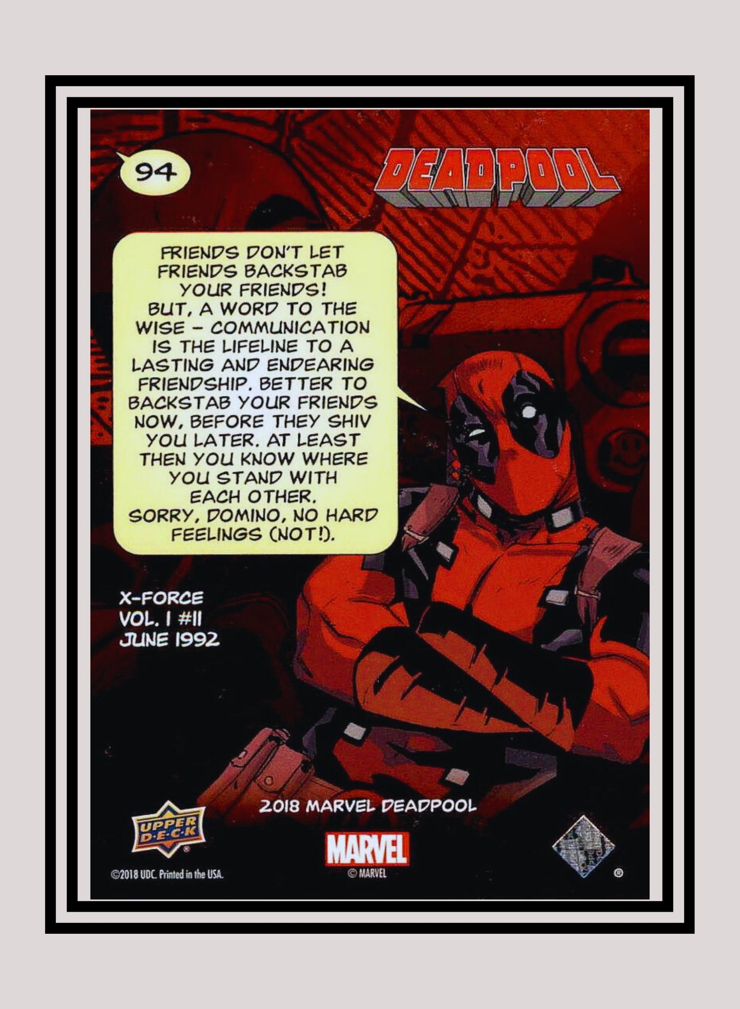 Marvel! 1x Bad Mistake! - Base (#094 - 2019 Upper Deck Deadpool)