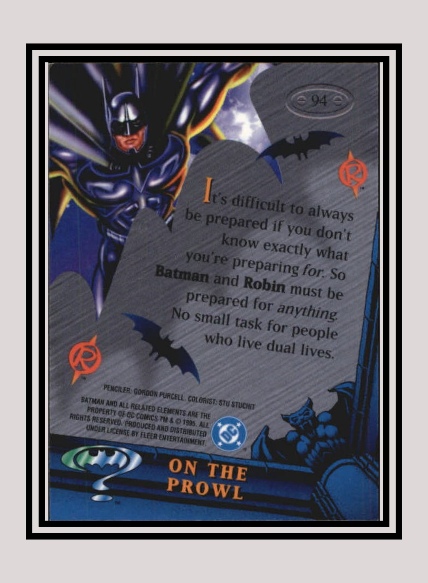 DC! 1x On the Prowl - Base Metal (#094 - 1995 Fleer Batman Forever Metal)