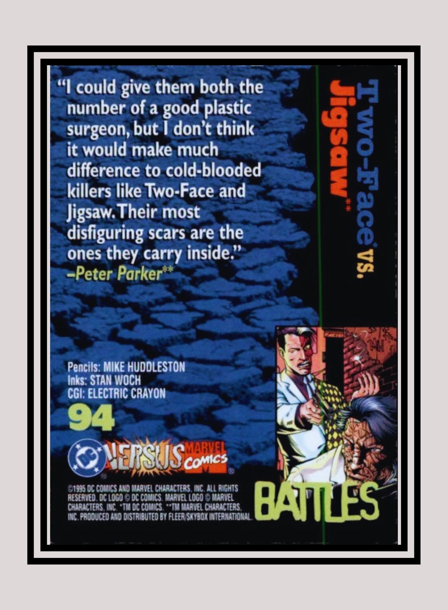 Marvel! 1x Two-Face vs. Jigsaw - Base (#094 - 1995 Fleer DC vs. Marvel Comics)