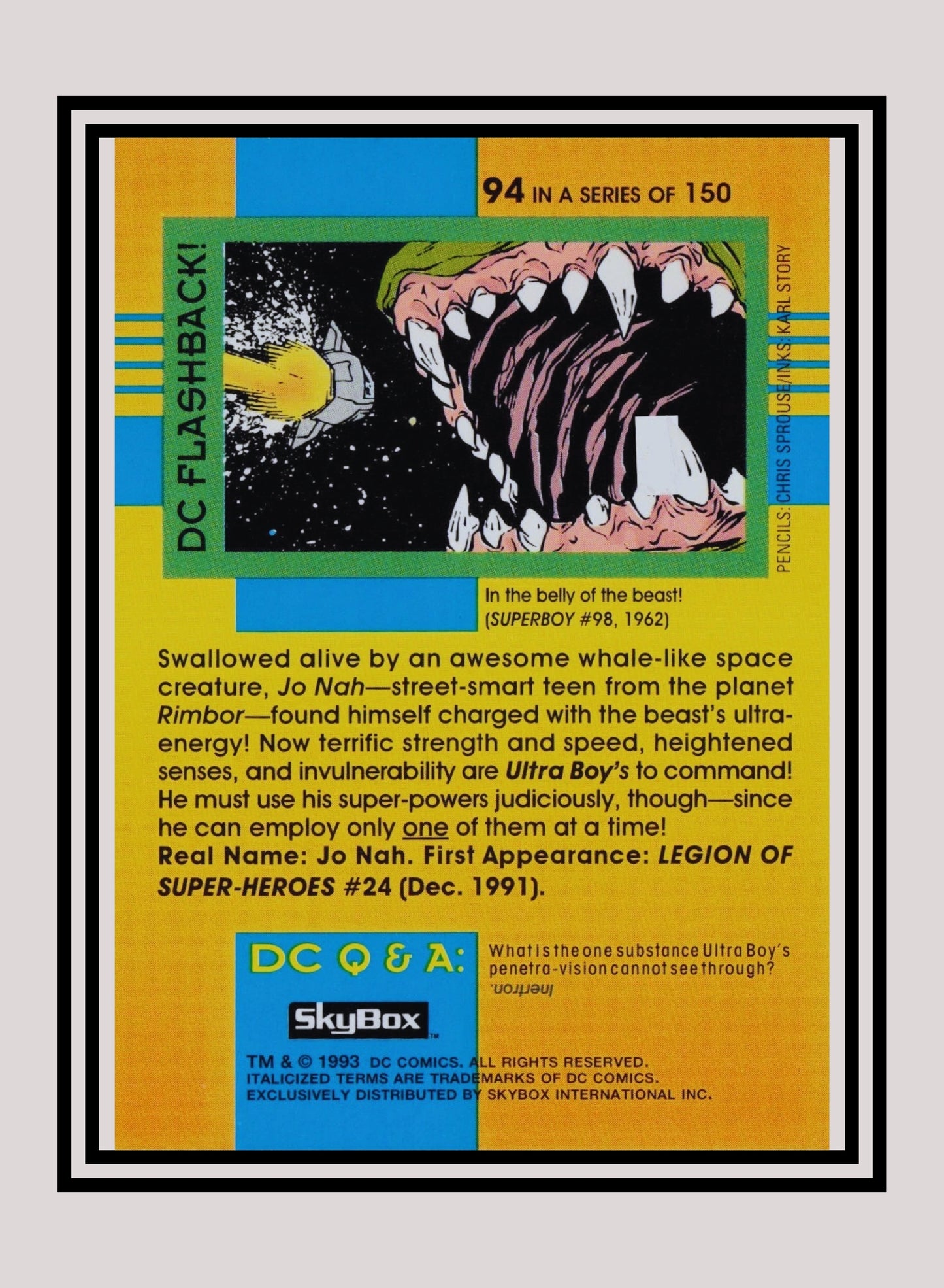 DC! 1x Ultra Boy - Base (#094 - 1993 Skybox DC Cosmic Teams)