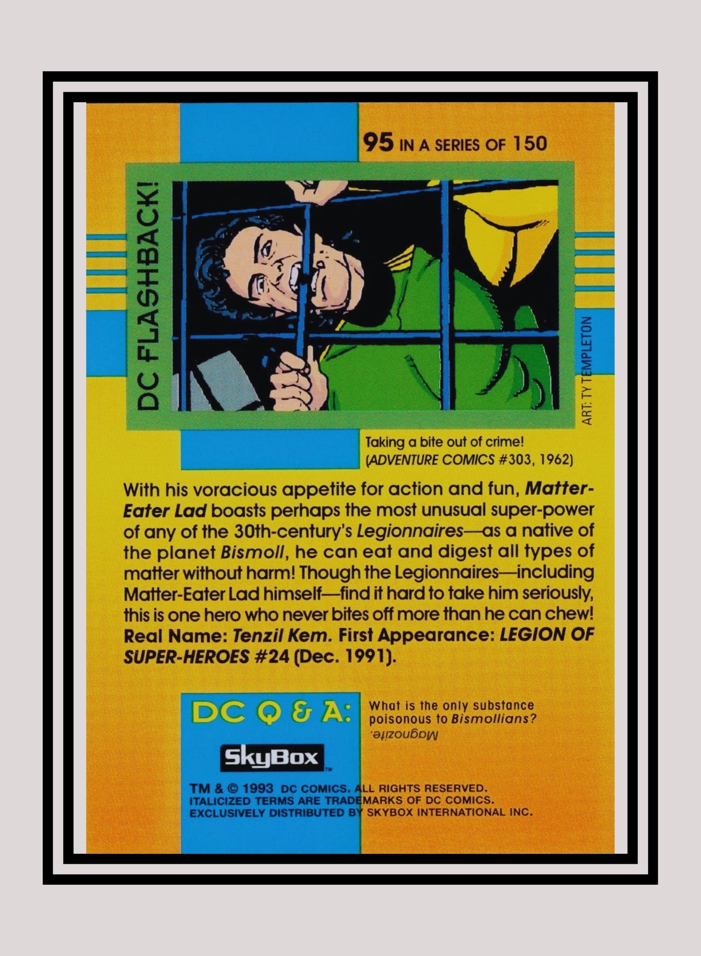 DC! 1x Matter-Eater Lad - Base (#095 - 1993 Skybox DC Cosmic Teams)