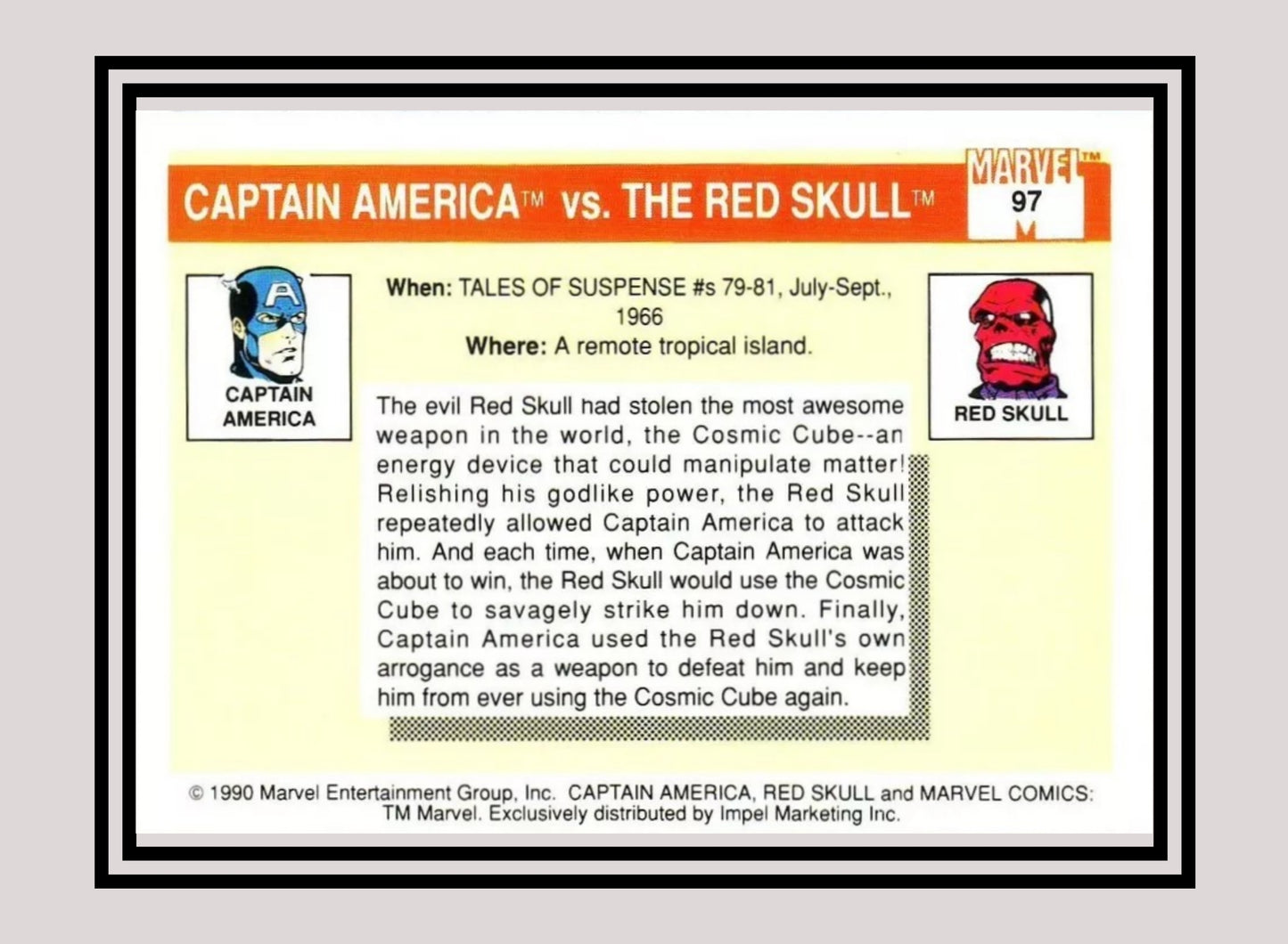 Marvel! 1x Captain America vs. The Red Skull - Base (#097 - 1990 Impel Marvel Universe Series I)