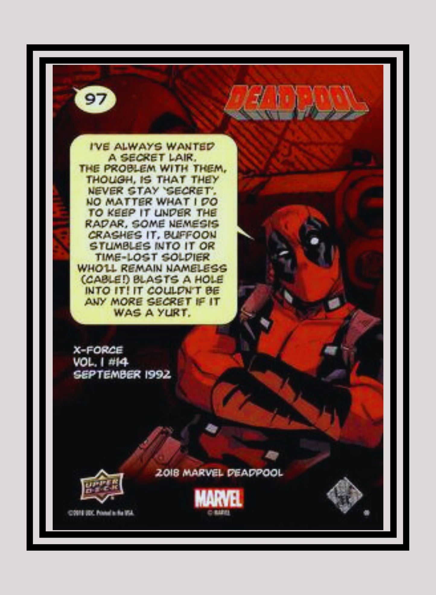 Marvel! 1x It's Time To Die! - Base (#097 - 2019 Upper Deck Deadpool)