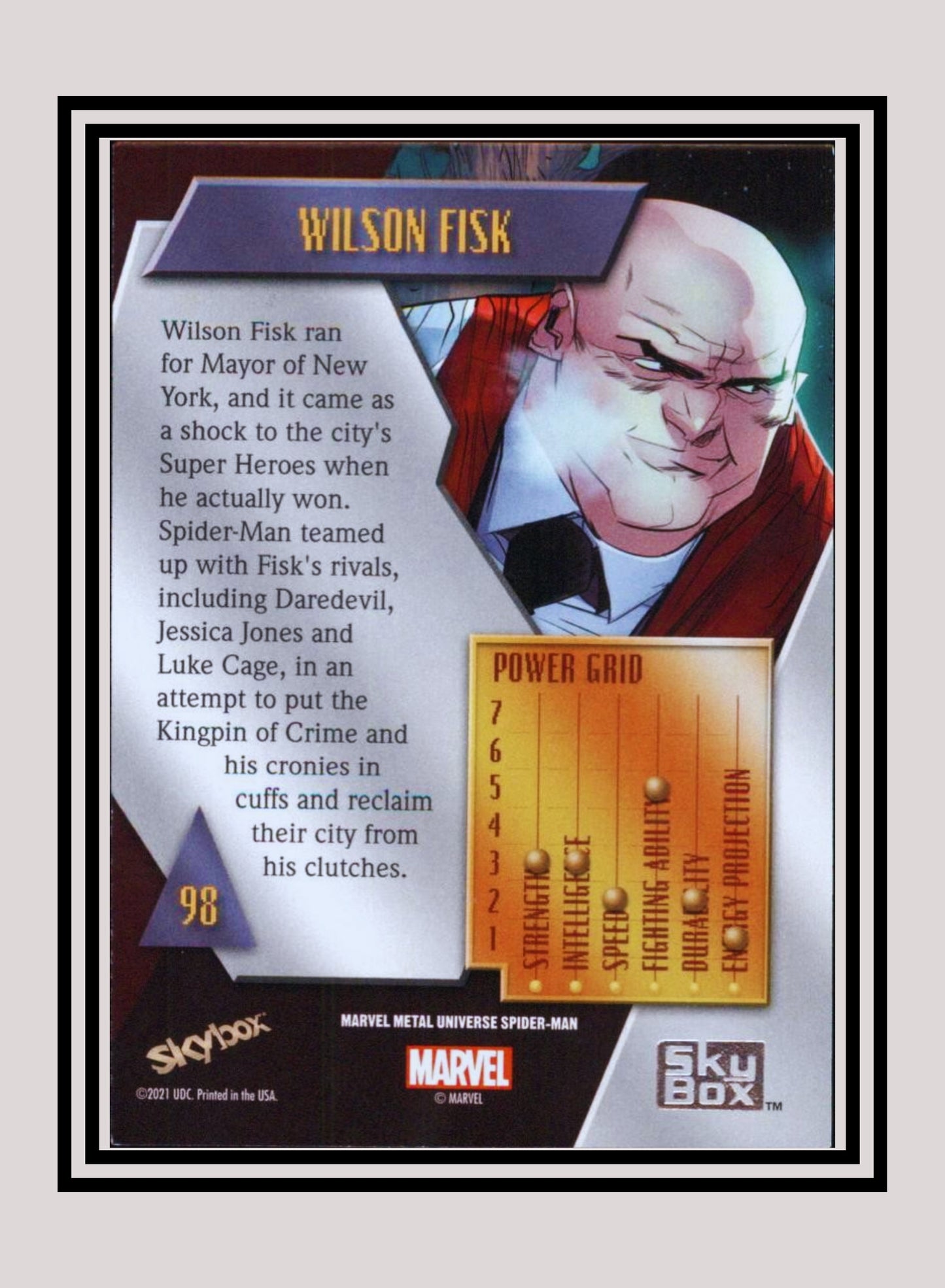 Marvel! 1x Wilson Fisk - Base Low Series (#098 - 2021 Upper Deck Spiderman Metal Universe)