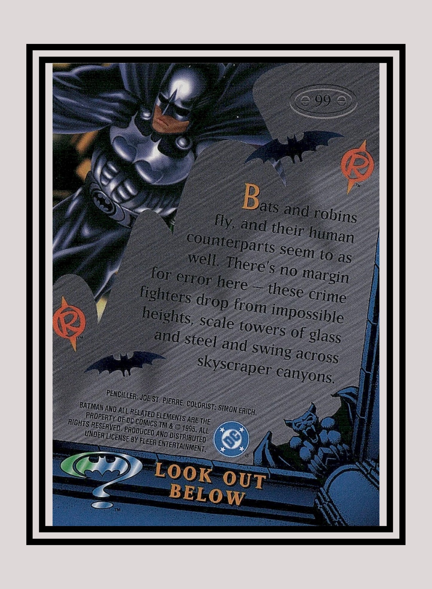 DC! 1x Look Out Below - Base Metal (#099 - 1995 Fleer Batman Forever Metal)