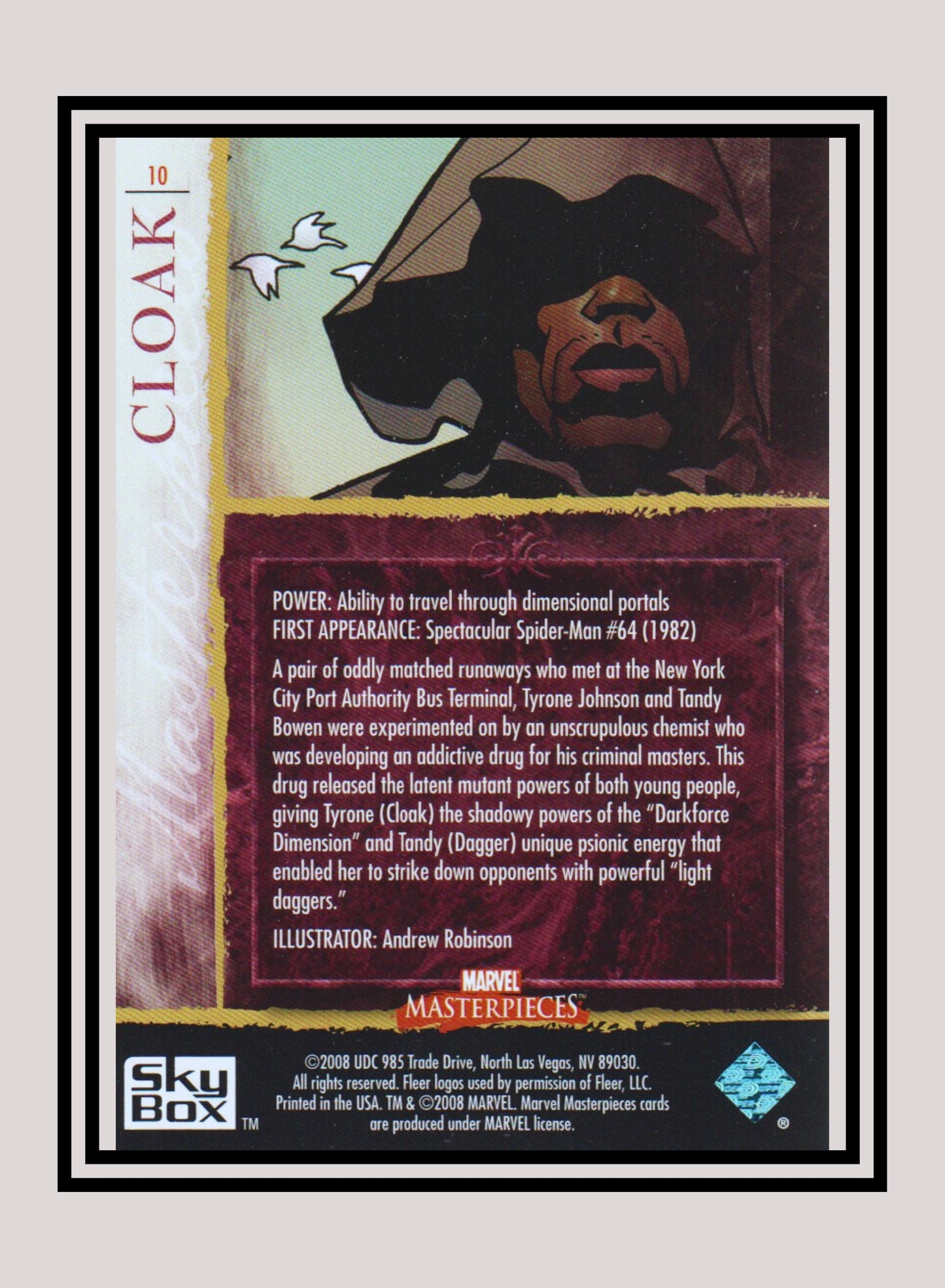 Marvel! 1x Cloak - Base (#10 - 2008 Upper Deck Marvel Masterpieces Series 2)