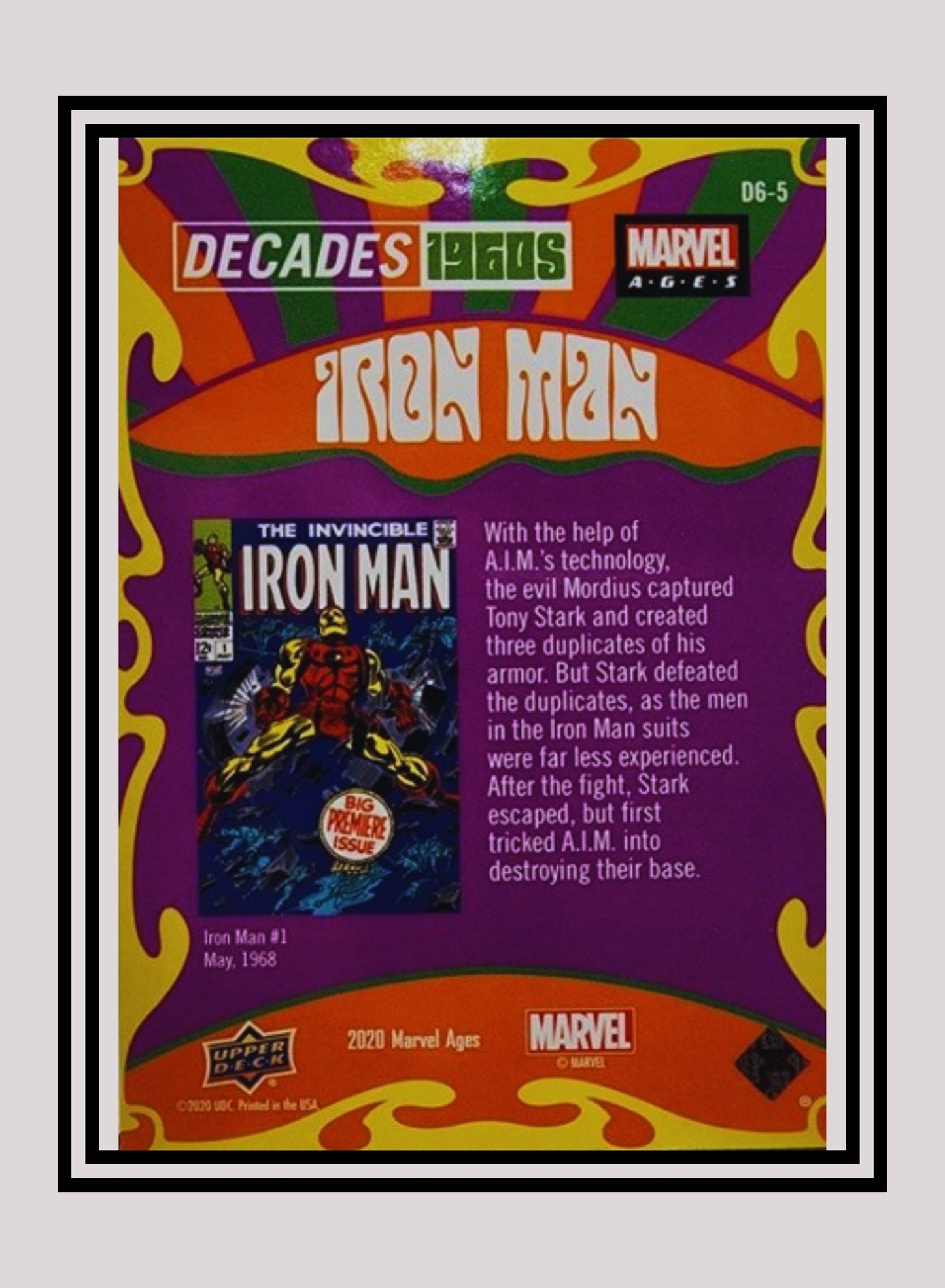 Marvel! 1x Iron Man - Prism Refractor Decades 1960 (D6-5 - 2020 Upper Deck Marvel Ages)