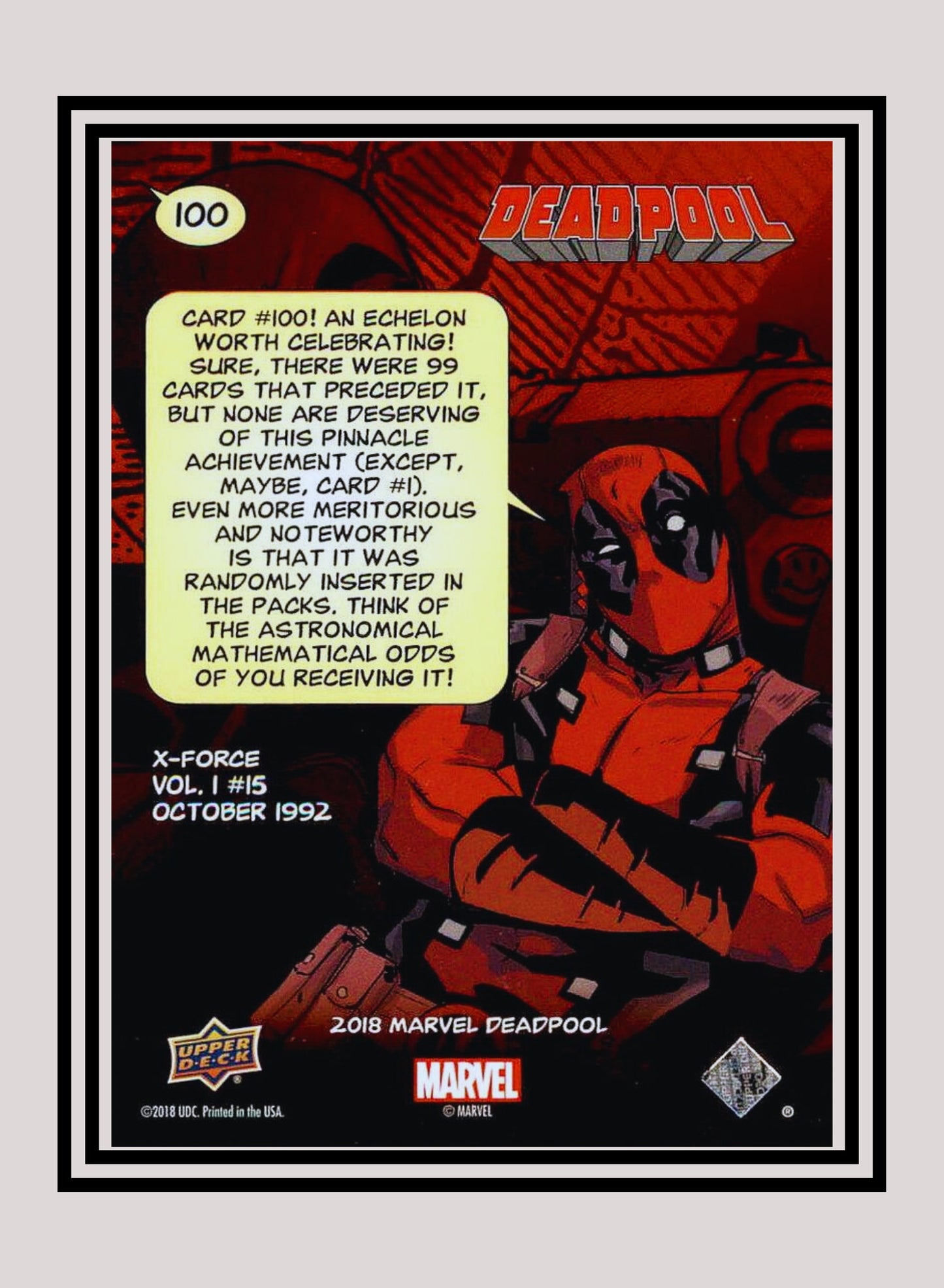 Marvel! 1x You're Wrong Deadpool - Base (#100 - 2019 Upper Deck Deadpool)