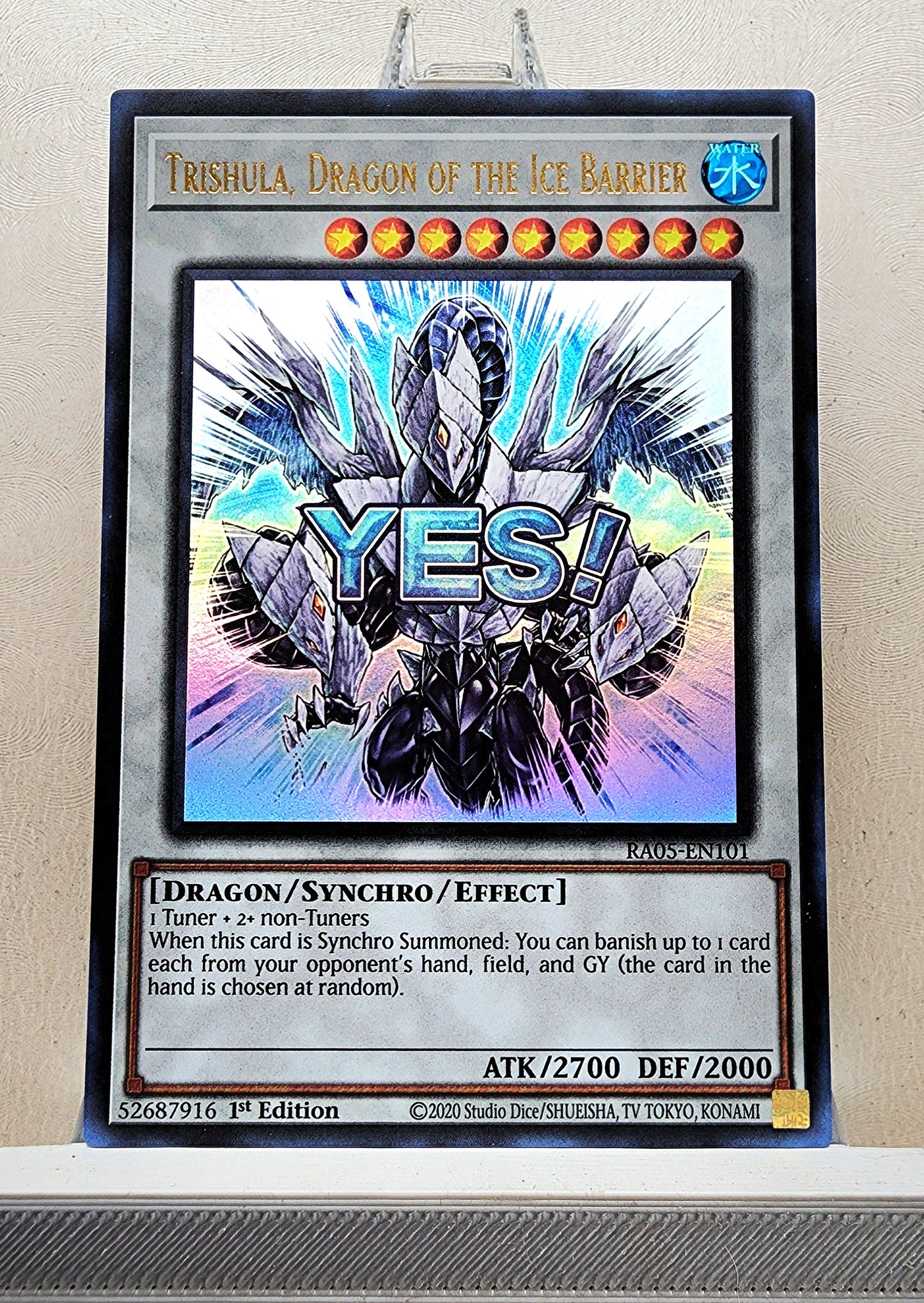 Yugioh! 1x Trishula, Dragon of the Ice Barrier Stamp Artwork (RA05 - Ultra Rare) 1st Edition