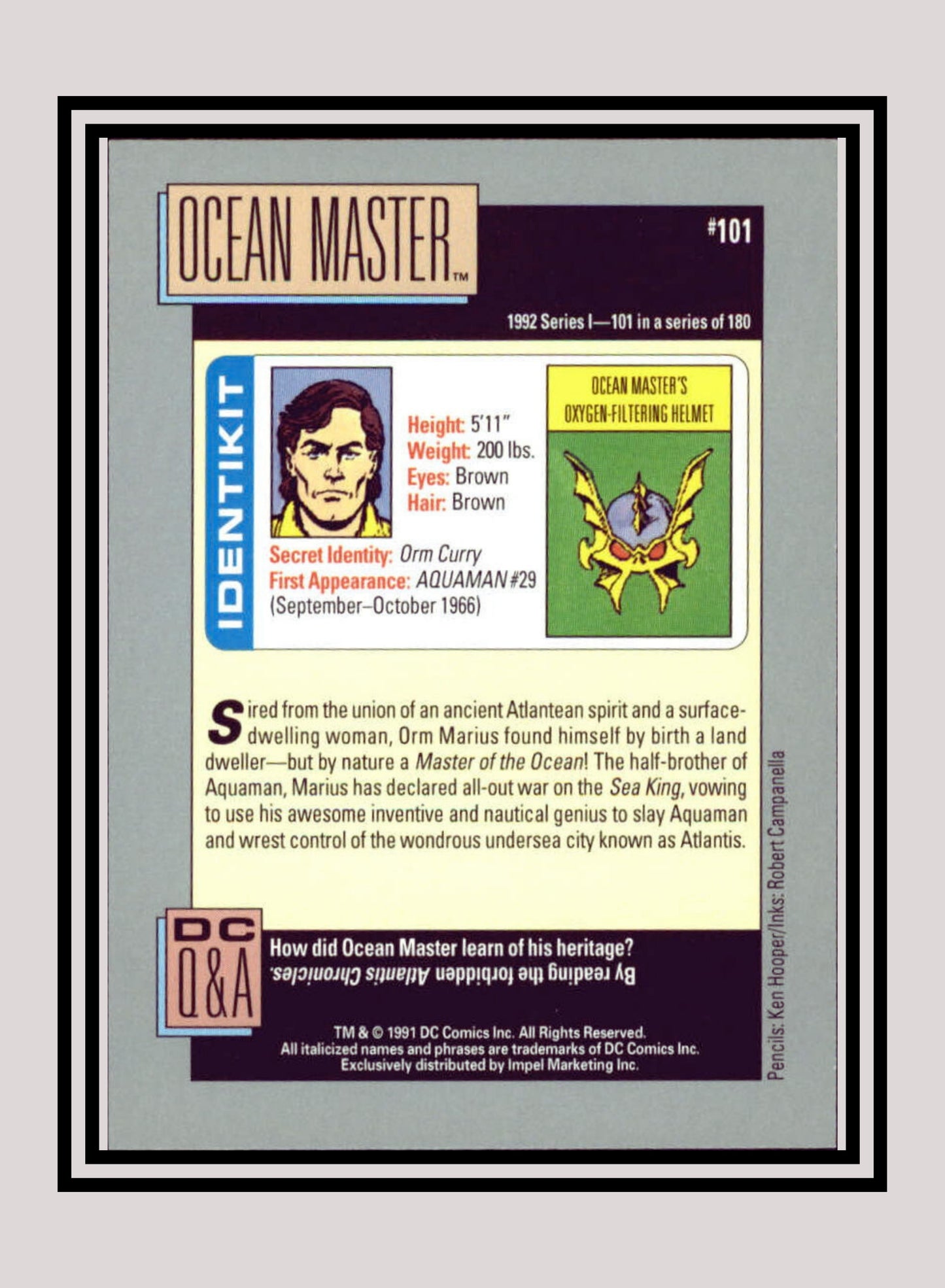 DC! 1x Ocean Master - Base (#101 - 1991 Impel DC Cosmic Cards)