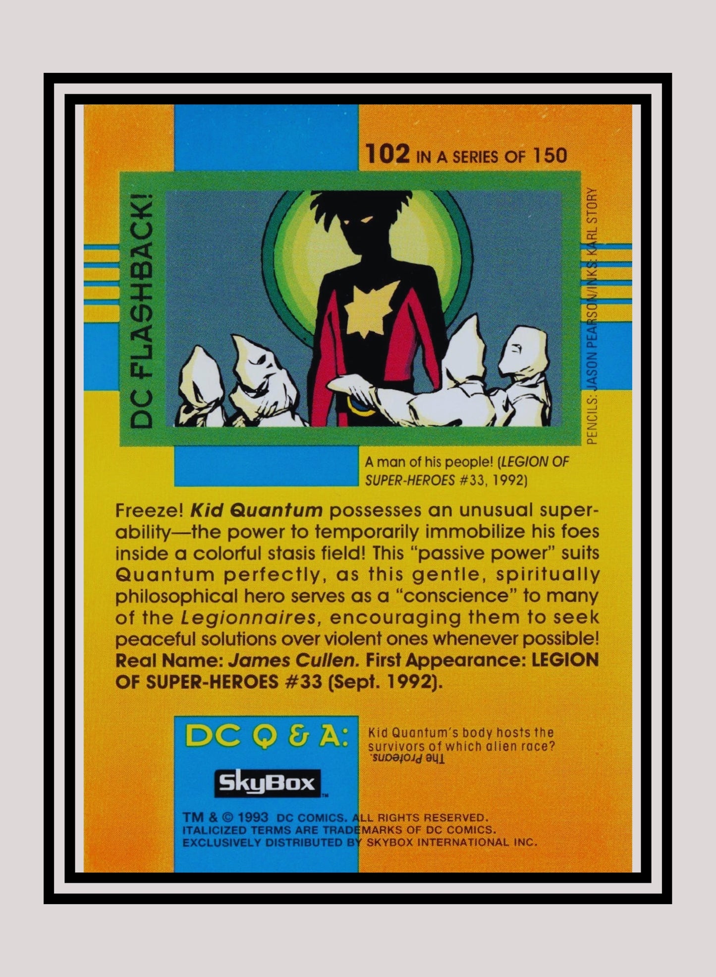 DC! 1x Kid Quantum - Base (#102 - 1993 Skybox DC Cosmic Teams)