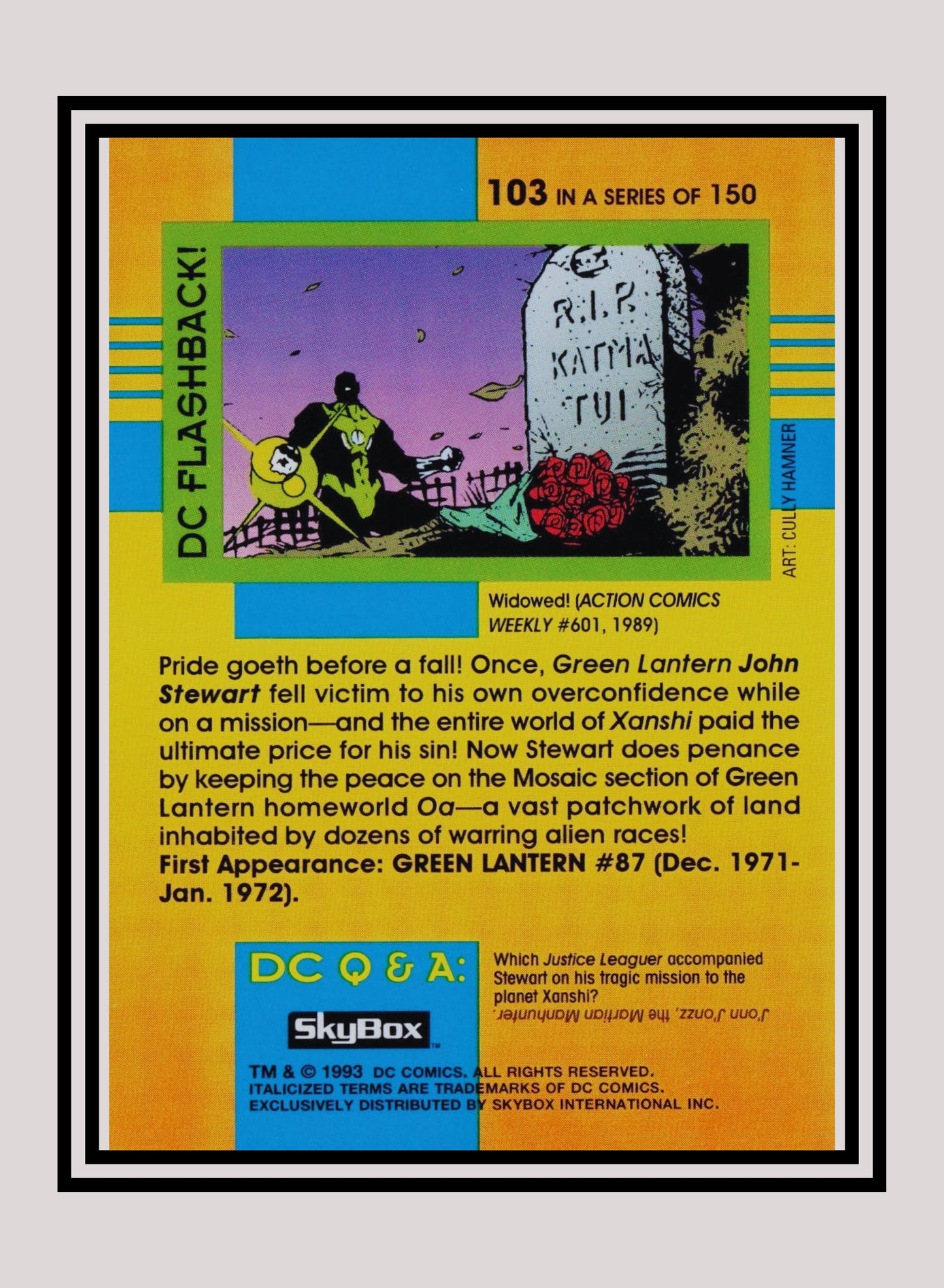 DC! 1x John Stewart - Base (#103 - 1993 Skybox DC Cosmic Teams)