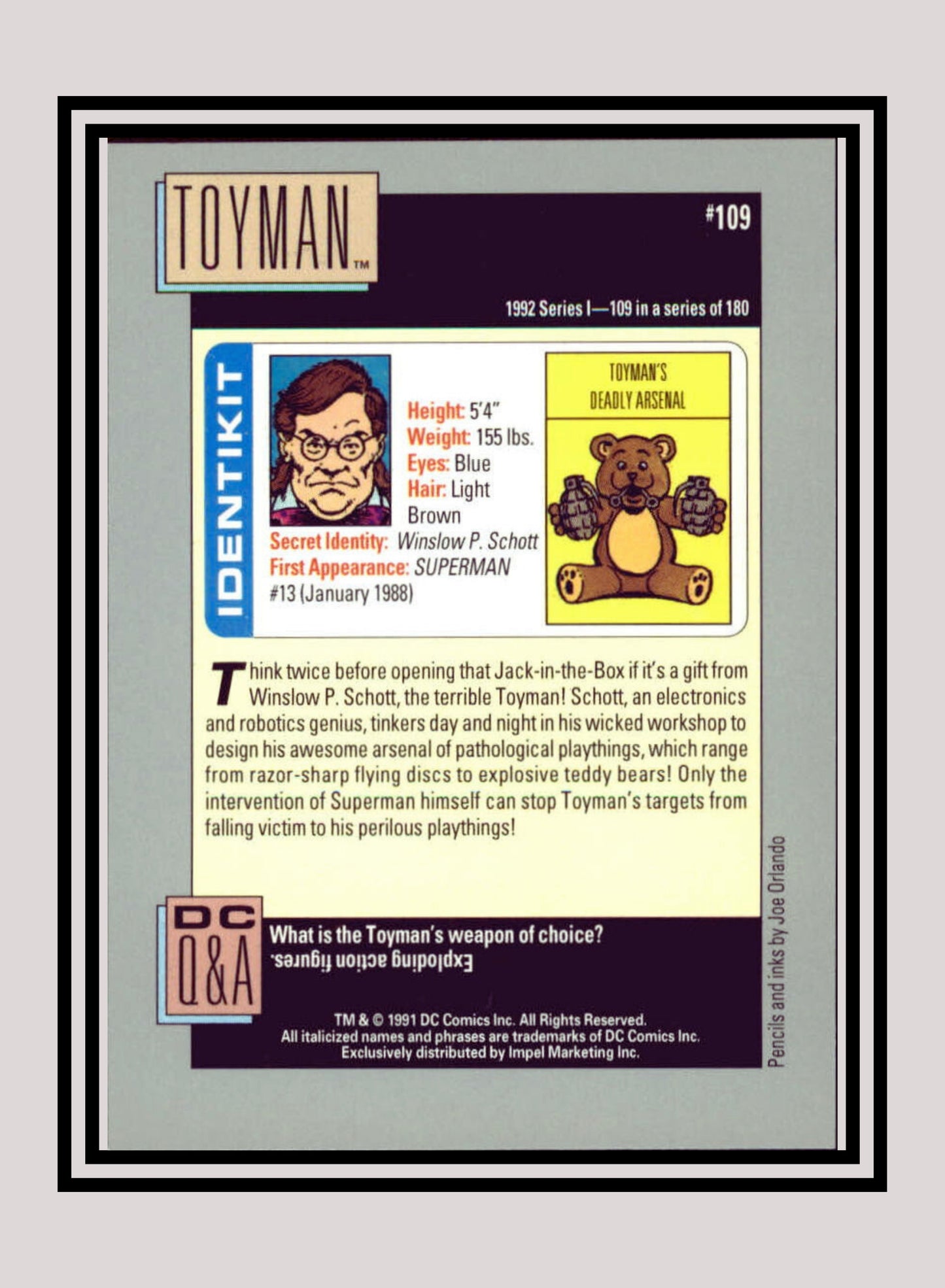 DC! 1x Toyman - Base (#109 - 1991 Impel DC Cosmic Cards)