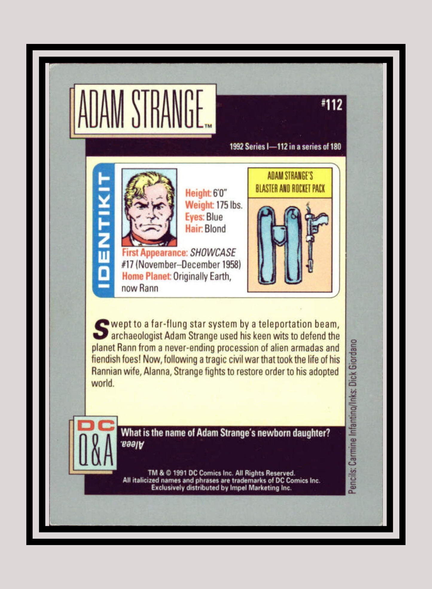 DC! 1x Adam Strange - Base (#112 - 1991 Impel DC Cosmic Cards)