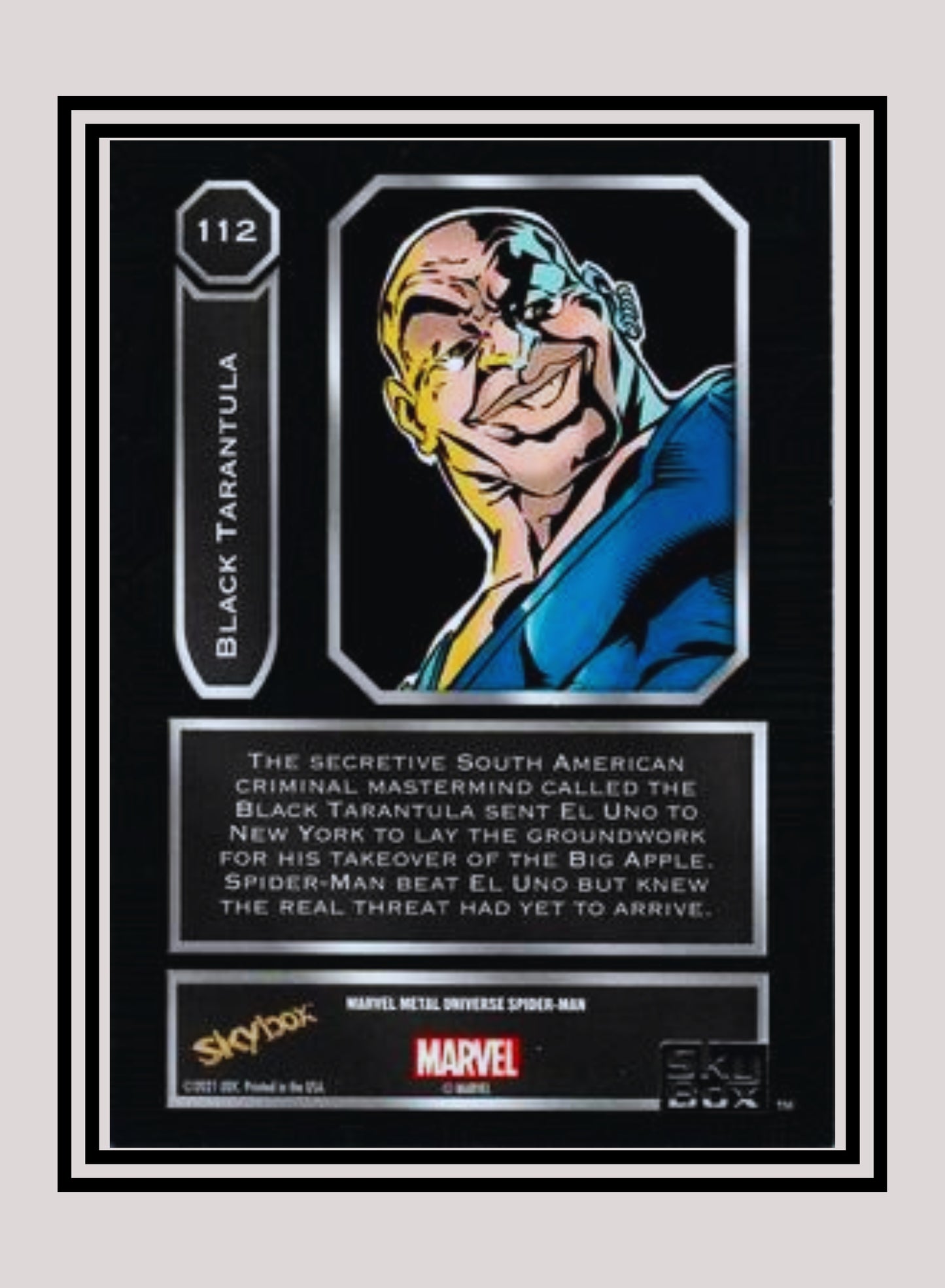 Marvel! 1x Black Tarantula - Base High Series (#112 - 2021 Upper Deck Spiderman Metal Universe)