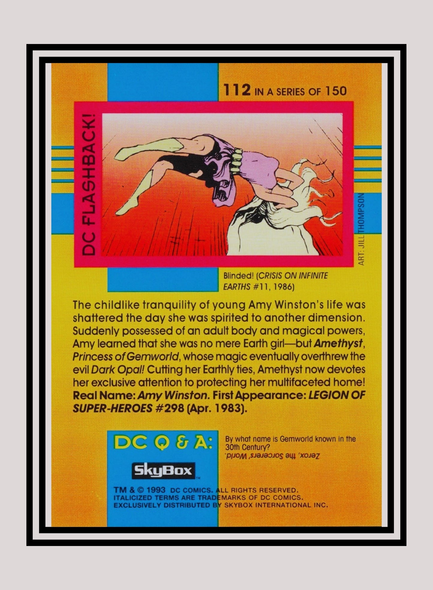 DC! 1x Amethyst - Base (#112 - 1993 Skybox DC Cosmic Teams)