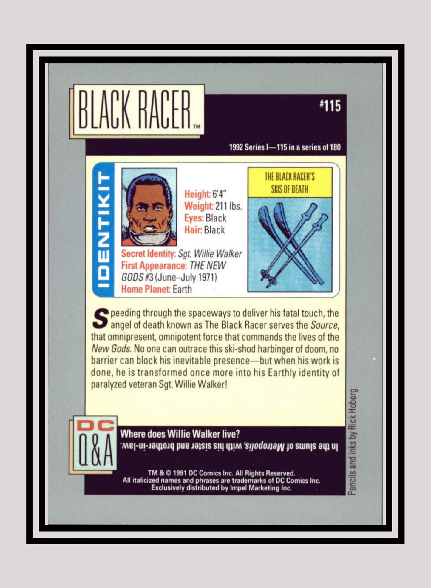 DC! 1x Black Racer - Base (#115 - 1991 Impel DC Cosmic Cards)