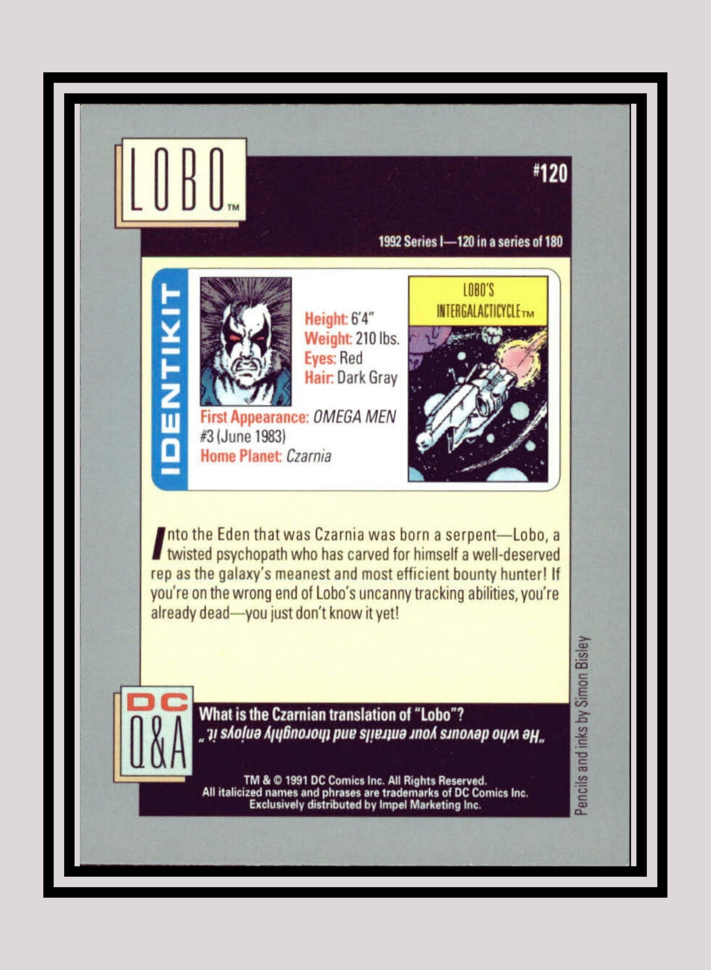 DC! 1x Lobo - Base (#120 - 1991 Impel DC Cosmic Cards)