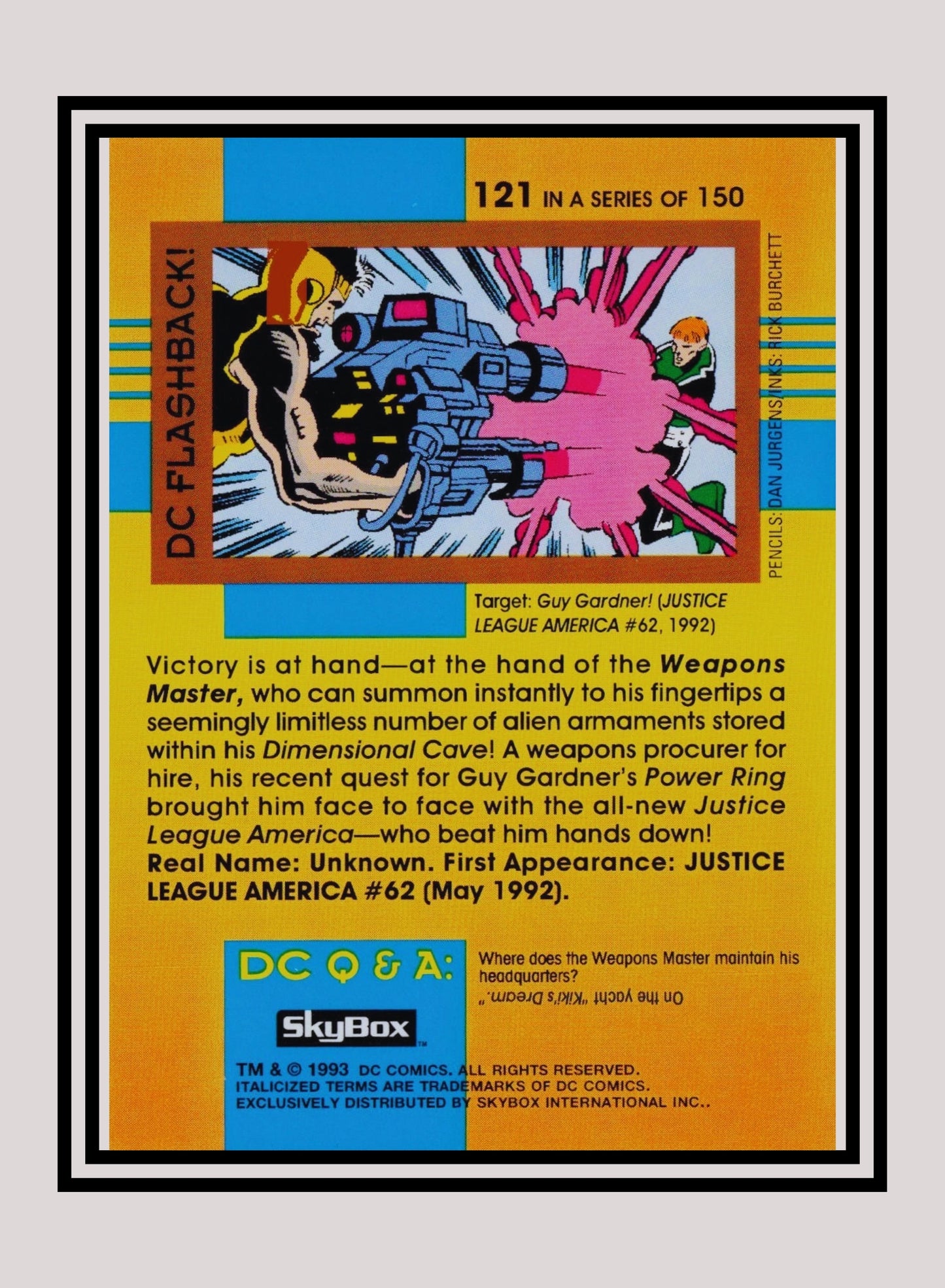 DC! 1x Weapons Master - Base (#121 - 1993 Skybox DC Cosmic Teams)