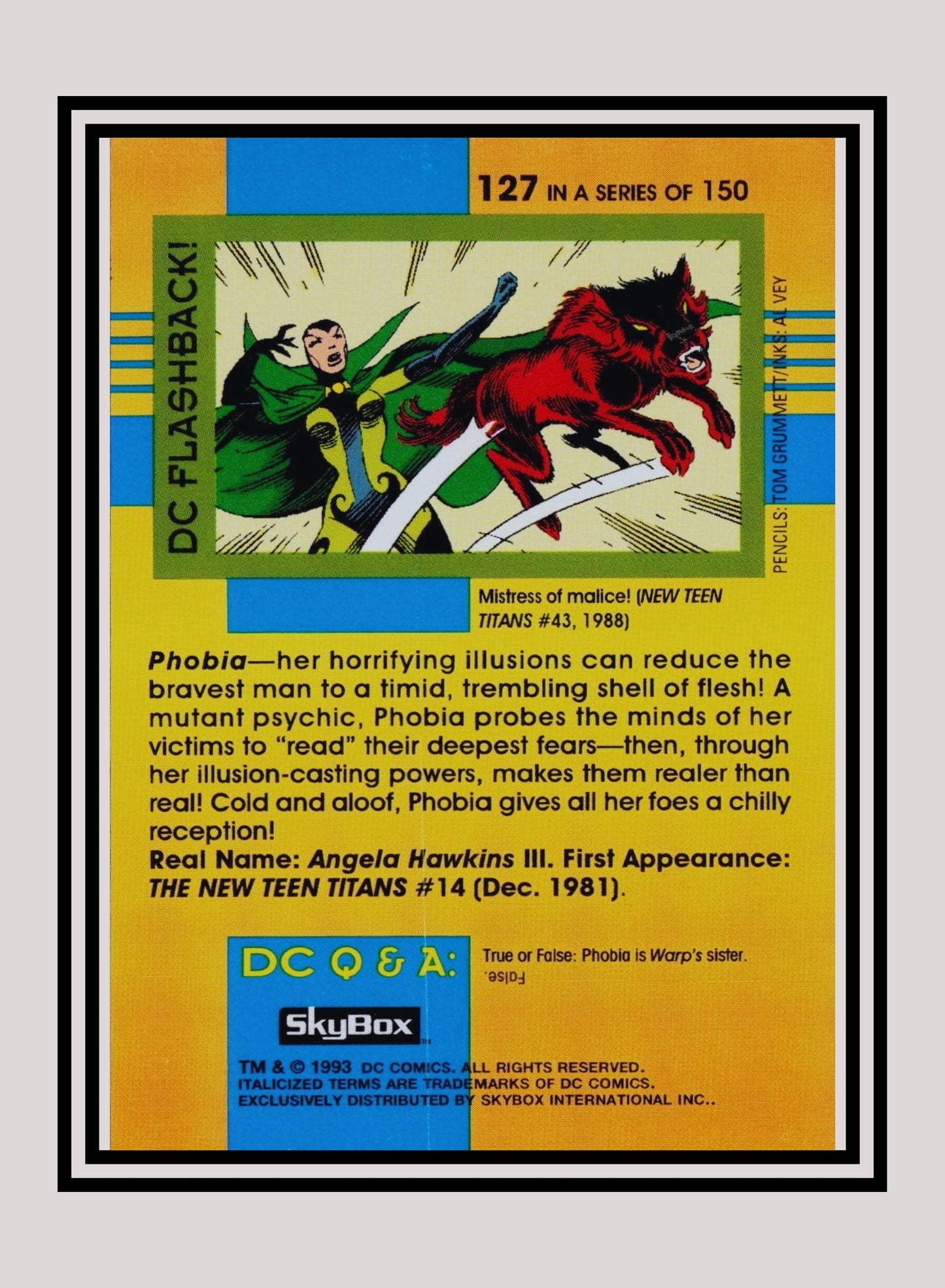 DC! 1x Phobia - Base (#127 - 1993 Skybox DC Cosmic Teams)