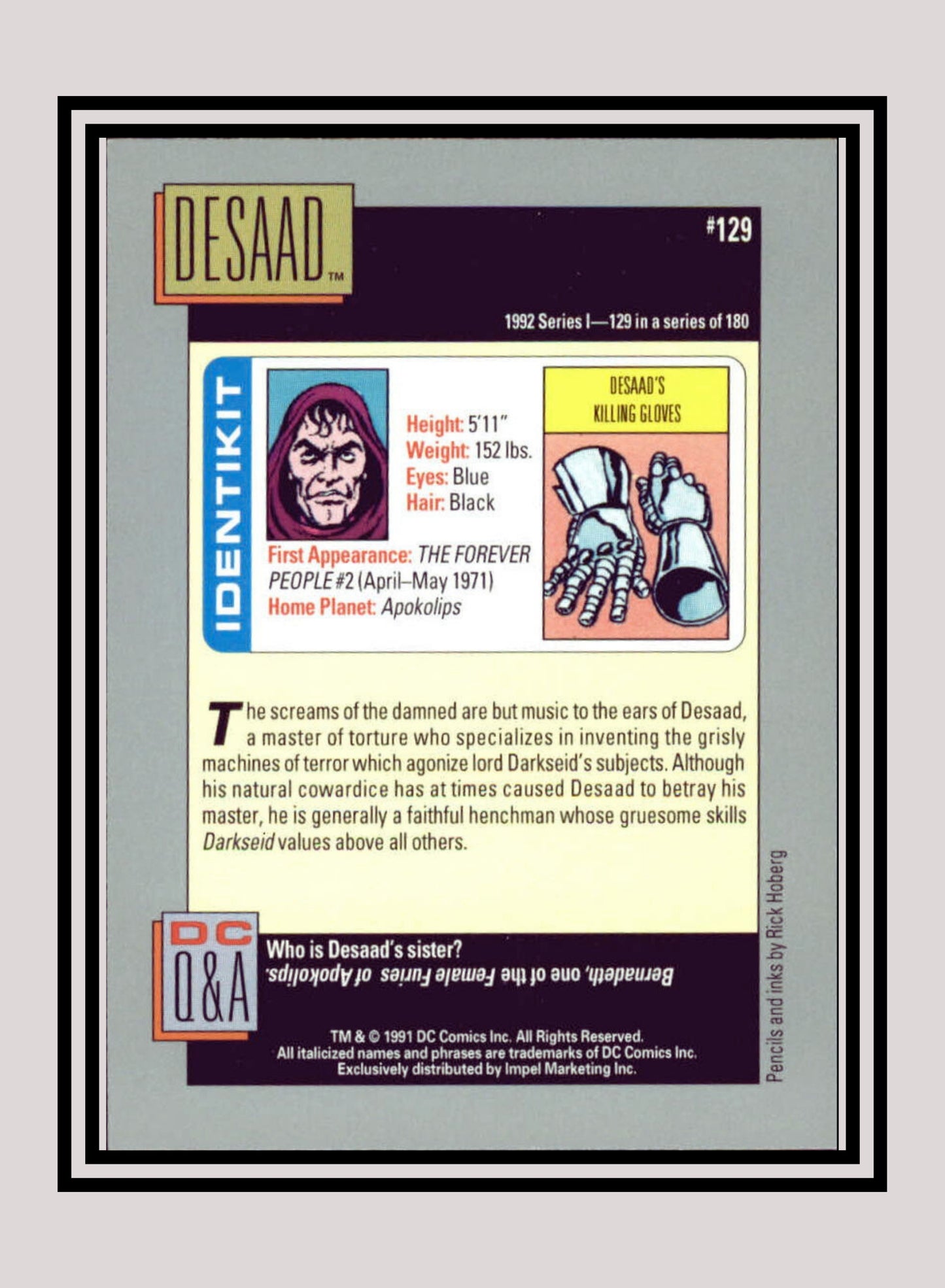 DC! 1x Desaad - Base (#129 - 1991 Impel DC Cosmic Cards)