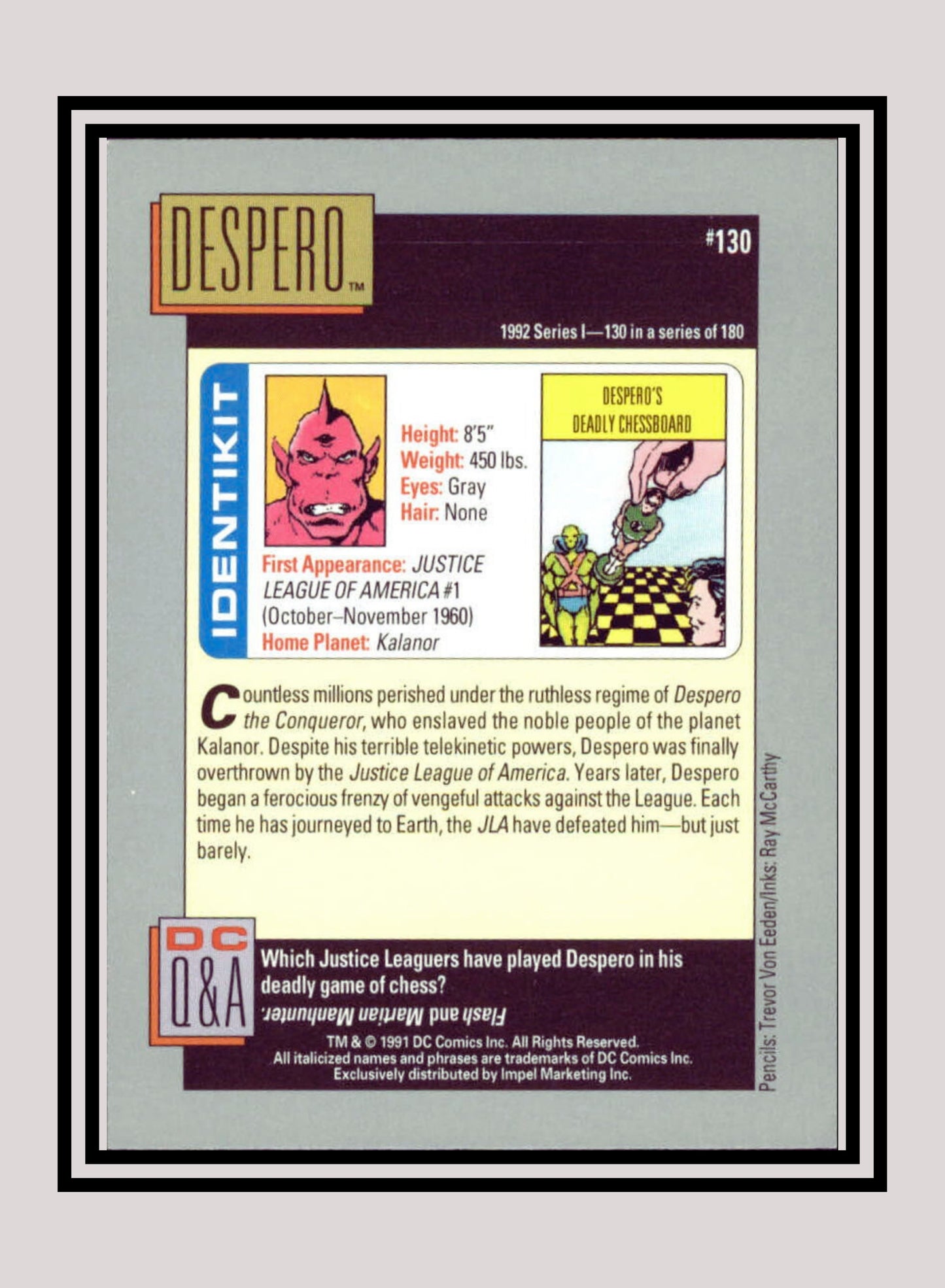 DC! 1x Despero - Base (#130 - 1991 Impel DC Cosmic Cards)