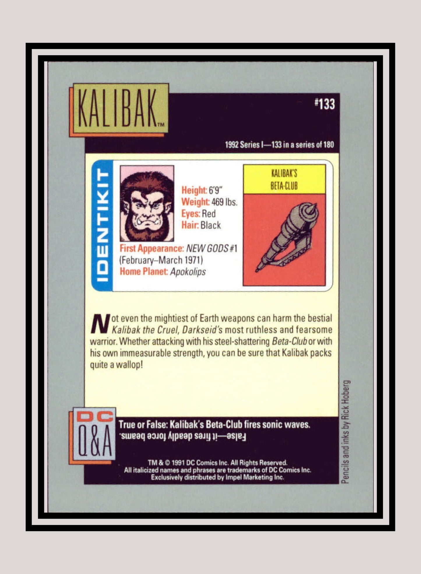 DC! 1x Kalibak - Base (#133 - 1991 Impel DC Cosmic Cards)