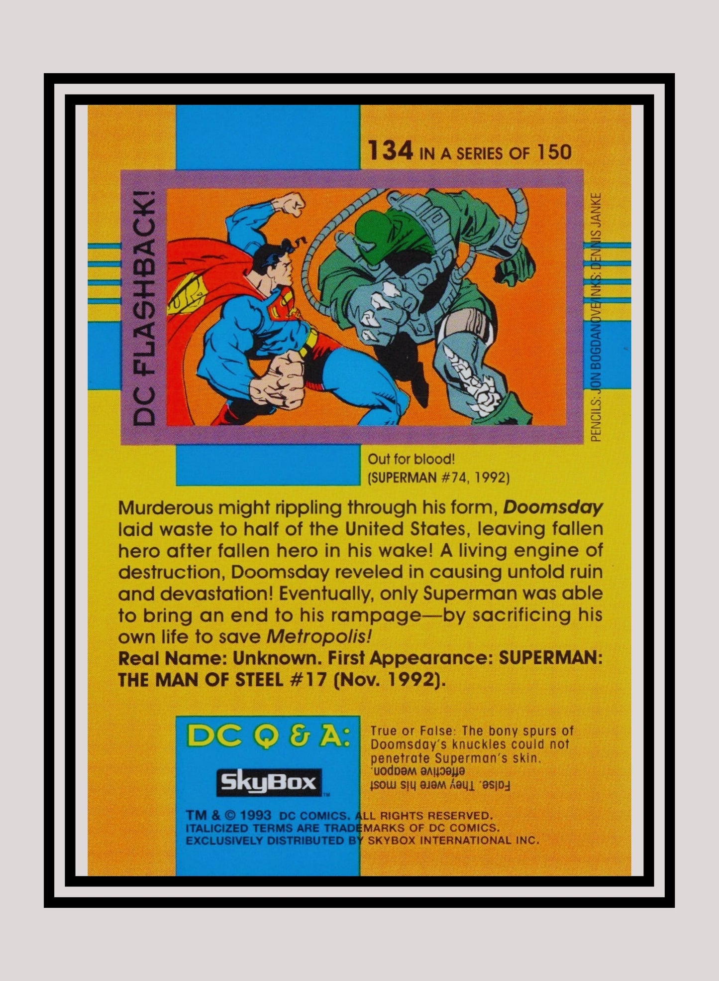 DC! 1x Doomsday - Base (#134 - 1993 Skybox DC Cosmic Teams)